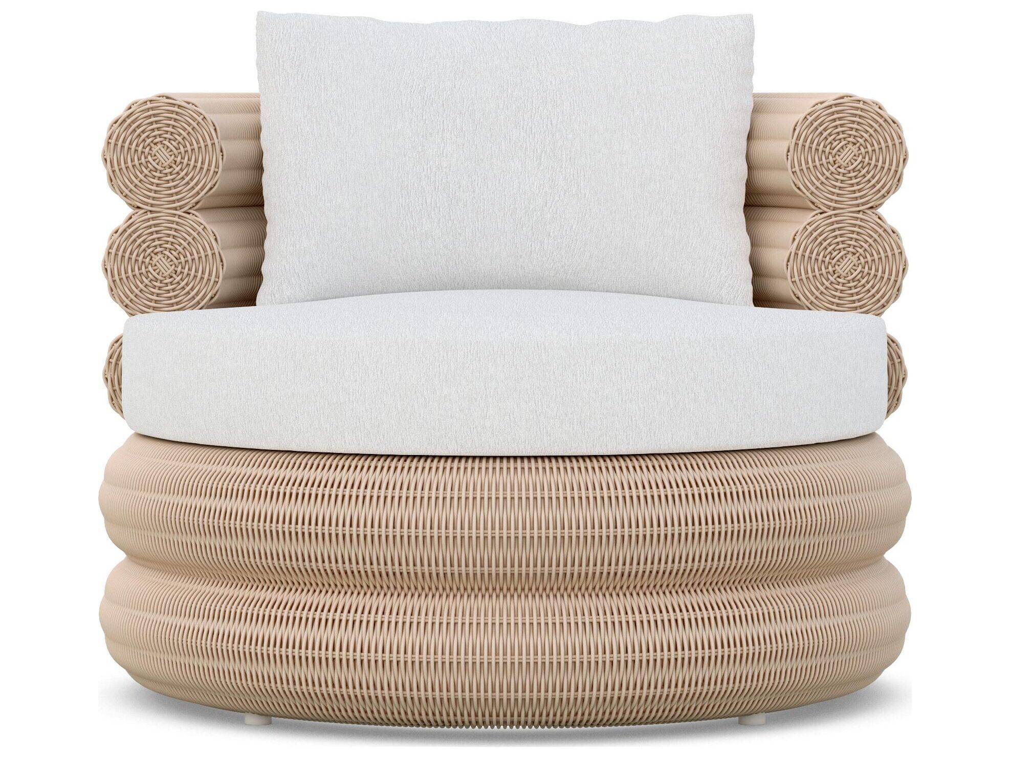 Azzurro Living Texoma Almond All-Weather Wicker Outdoor Lounge Chair with Cloud Cushion