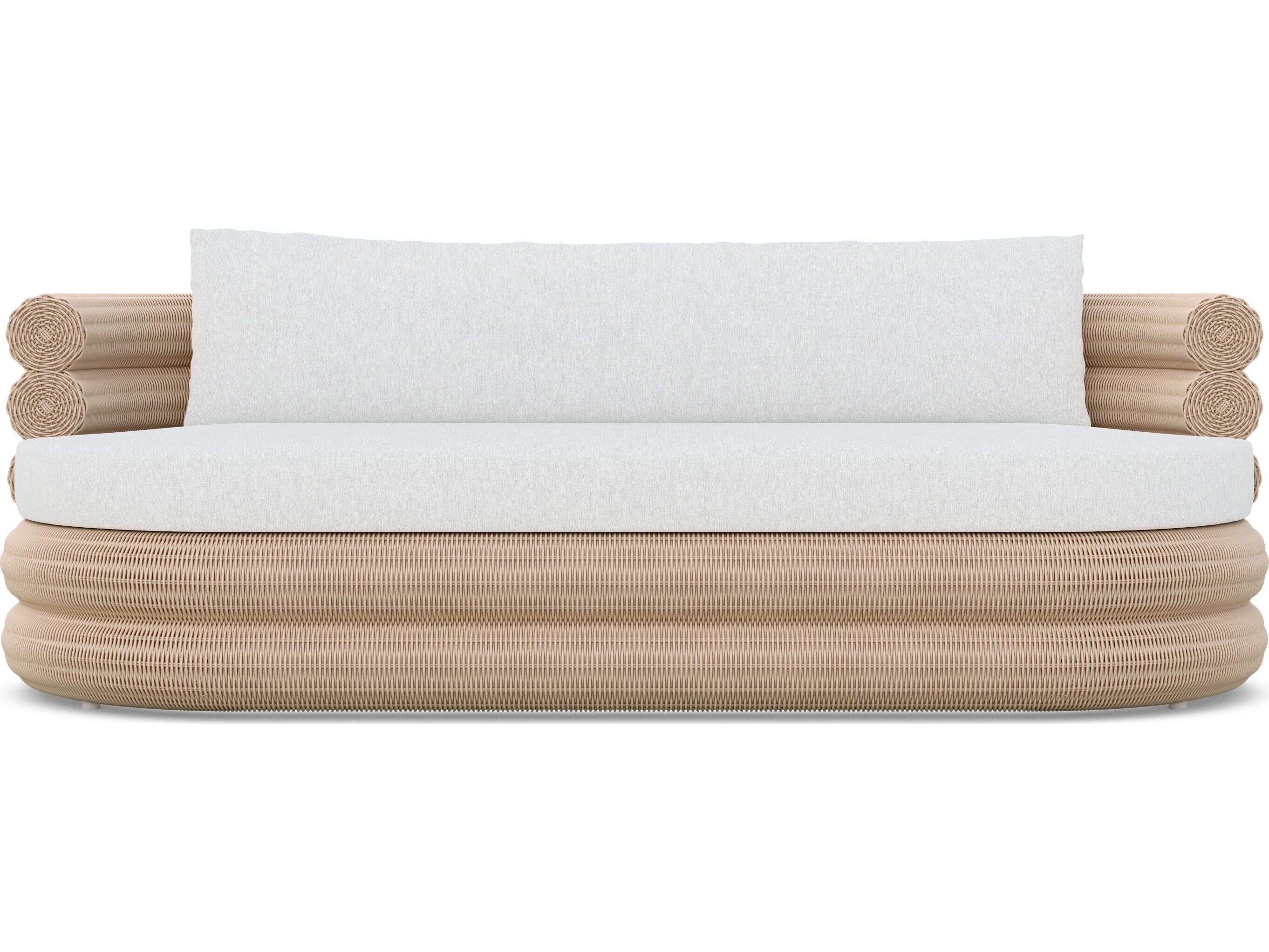 Azzurro Living Texoma Almond All-Weather Wicker Outdoor Sofa with Cloud Cushion