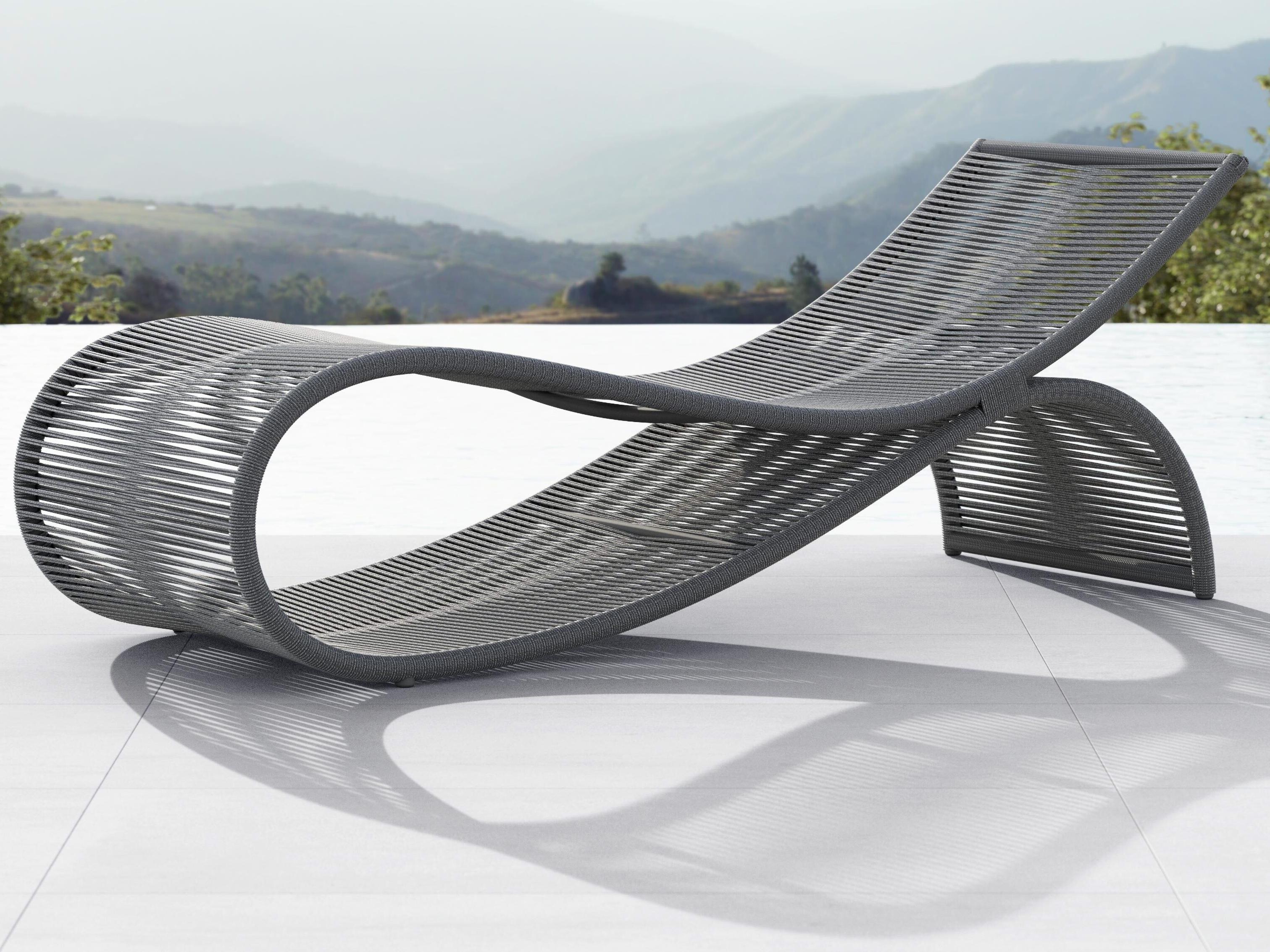 Azzurro Living Wave Ash All-Weather Rope Patio Chaise Lounge