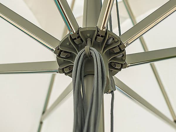 Bambrella Santa Ana Aluminum Square 6.5 Foot Pulley Lift Outdoor Patio Umbrella