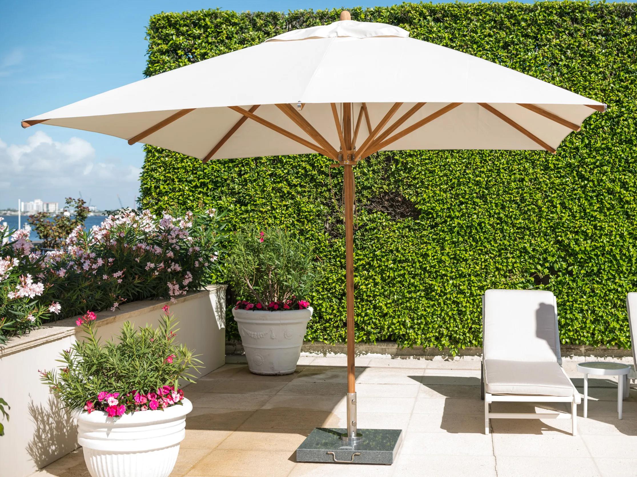 Bambrella Levante 7 Foot Square Pulley Lift Patio Umbrella