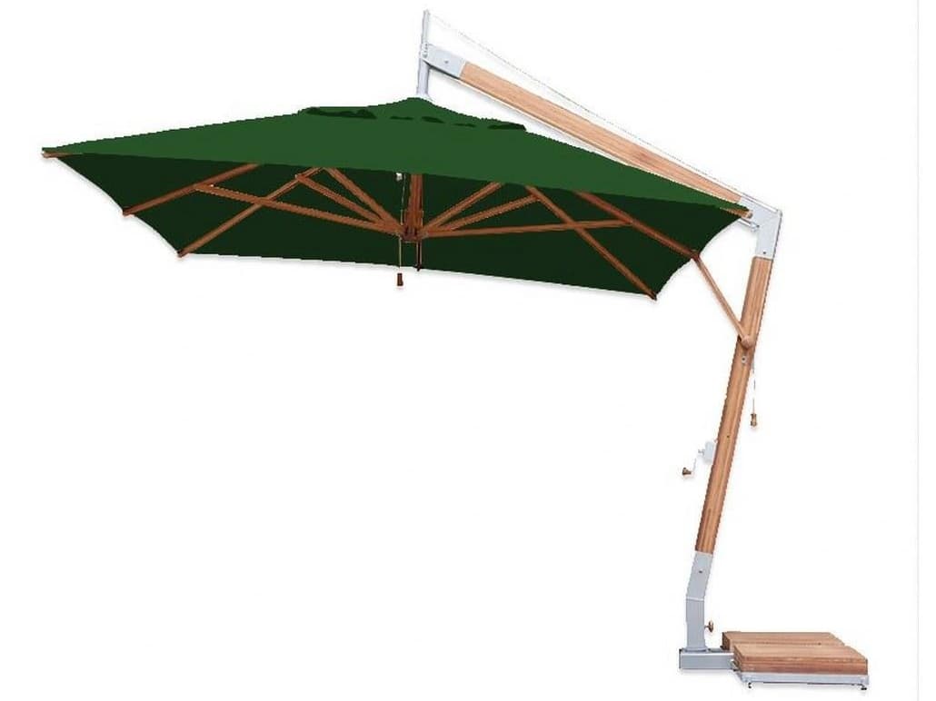 Bambrella Levante Wood 8.5 x 11.5 Foot Rectangular Crank Lift Outdoor Patio Umbrella