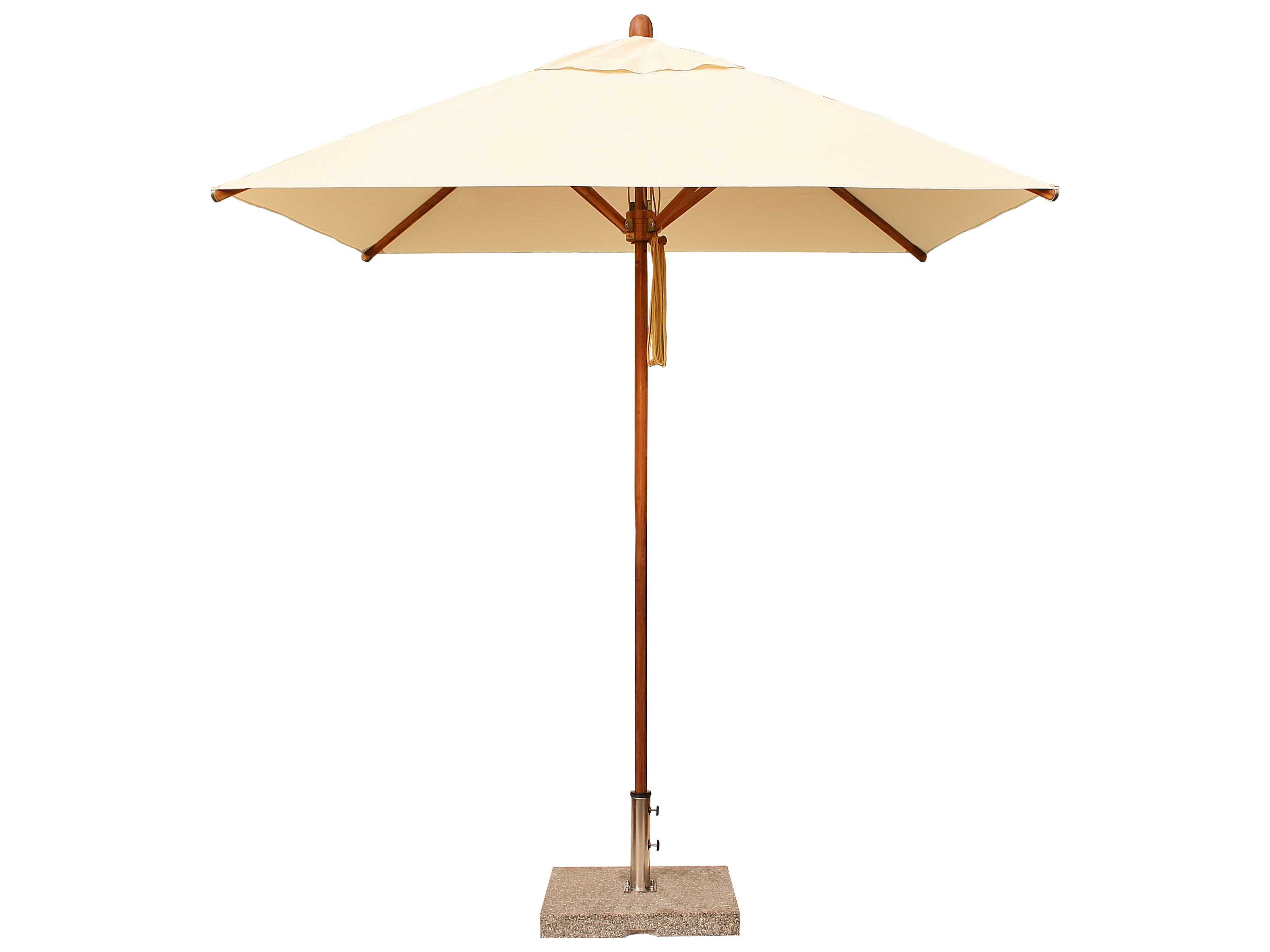 Bambrella Levante Wood 8.5 Foot Square Pulley Lift Patio Umbrella