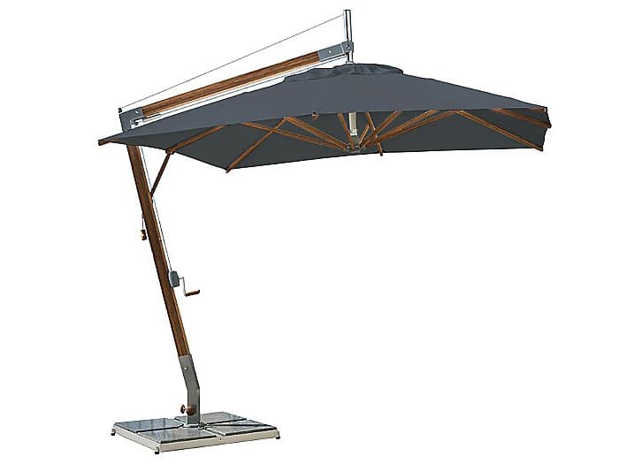 Bambrella Sirocco 8.5 Square Side Wind Bamboo Cantilever Outdoor Umbrella