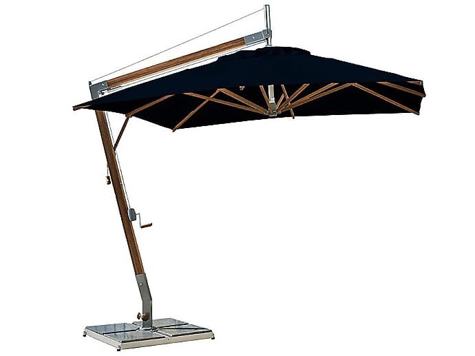 Bambrella Sirocco 8.5 Square Side Wind Bamboo Cantilever Outdoor Umbrella
