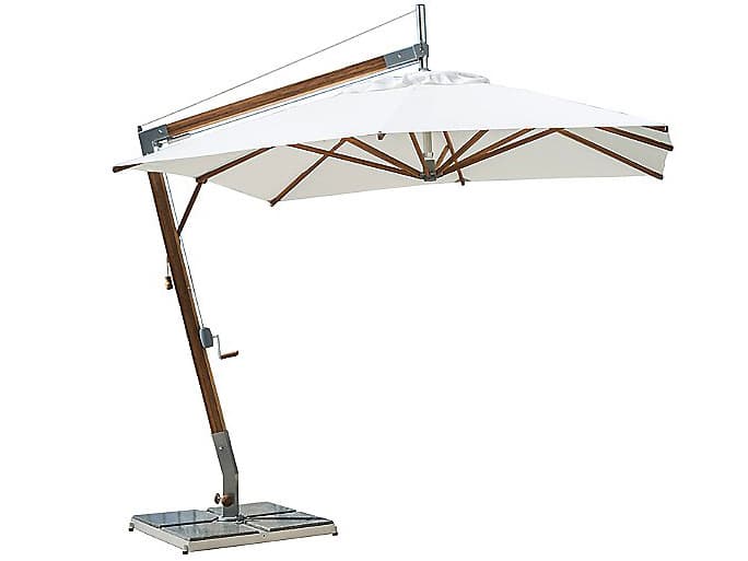 Bambrella Sirocco 8.5 Square Side Wind Bamboo Cantilever Outdoor Umbrella