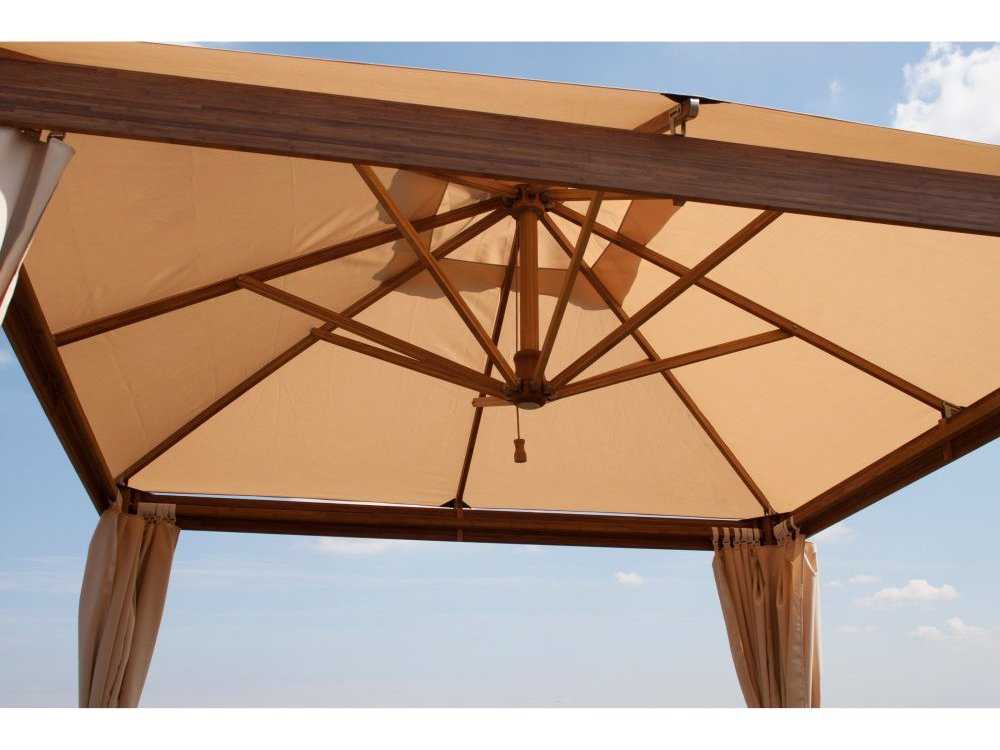 Bambrella Alize 10 Foot Square Bamboo Pavilion with Drapes