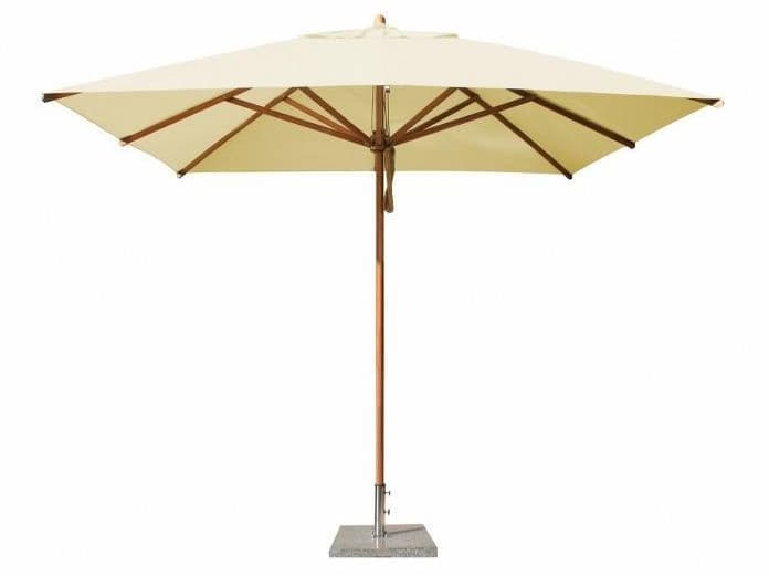 Bambrella Levante Wood 10 Foot Square Pulley Lift Patio Umbrella