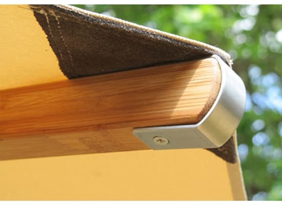 Bambrella Levante Wood 11 Foot Square Pulley Lift Outdoor Umbrella