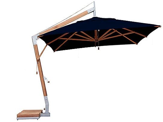 Bambrella Levante Sidewind 11 Foot Square Crank Lift Manual Tilt Patio Umbrella