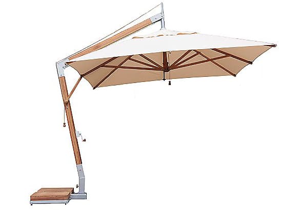 Bambrella Levante Sidewind 11 Foot Square Crank Lift Manual Tilt Patio Umbrella