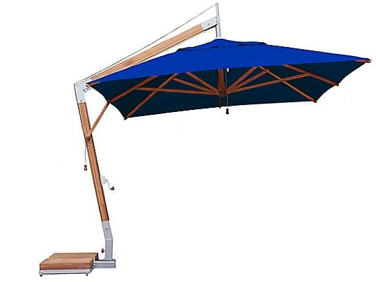 Bambrella Levante Sidewind 11 Foot Square Crank Lift Manual Tilt Patio Umbrella