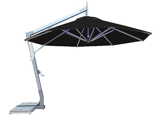 Bambrella Hurricane Side Wind 11.5’ Round Crank Lift Manual Tilt Cantilever Patio Umbrella