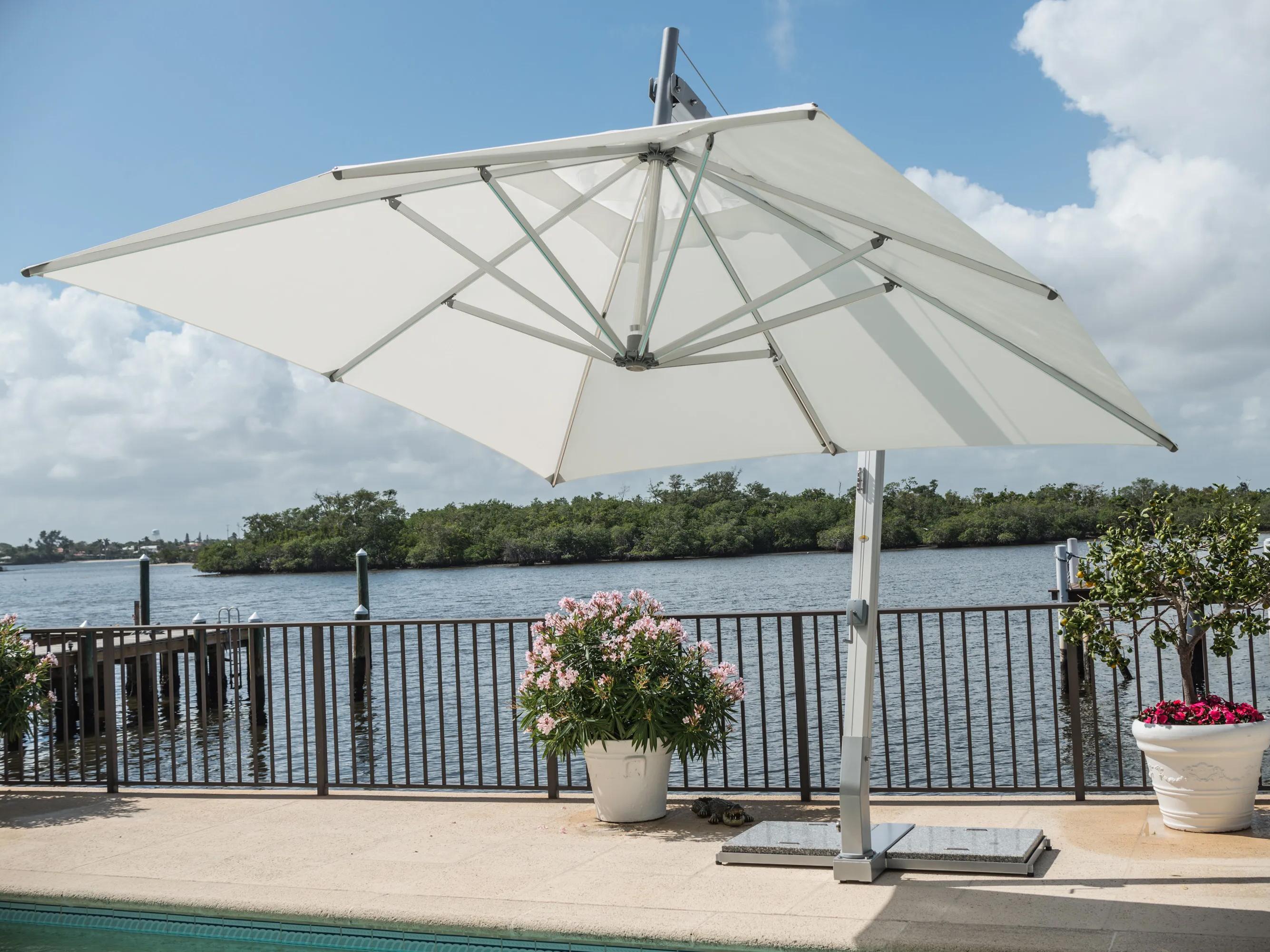 Bambrella Hurricane Aluminum Side Wind Hurricane 10 x 13 Foot Rectangular Outdoor Patio Umbrella