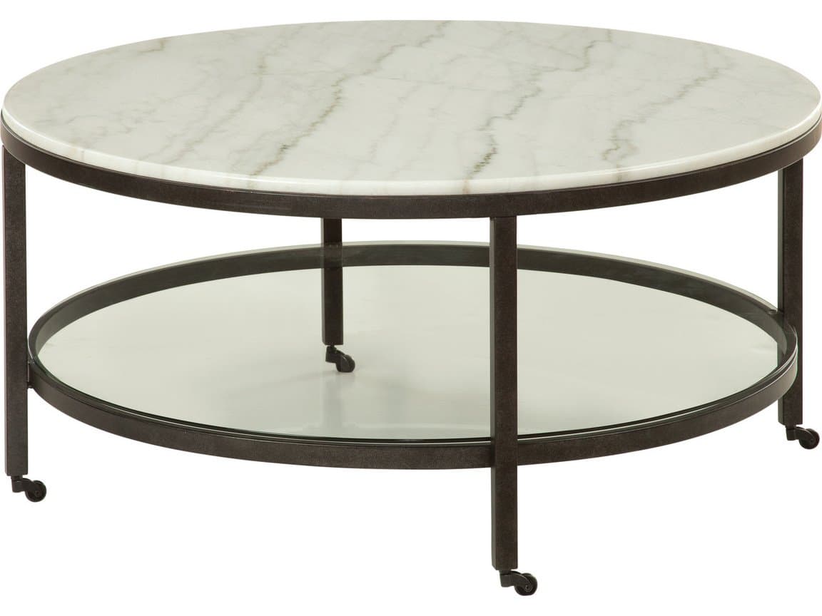 Bassett Mirror Whitman Round Bronze Marble Cocktail Table