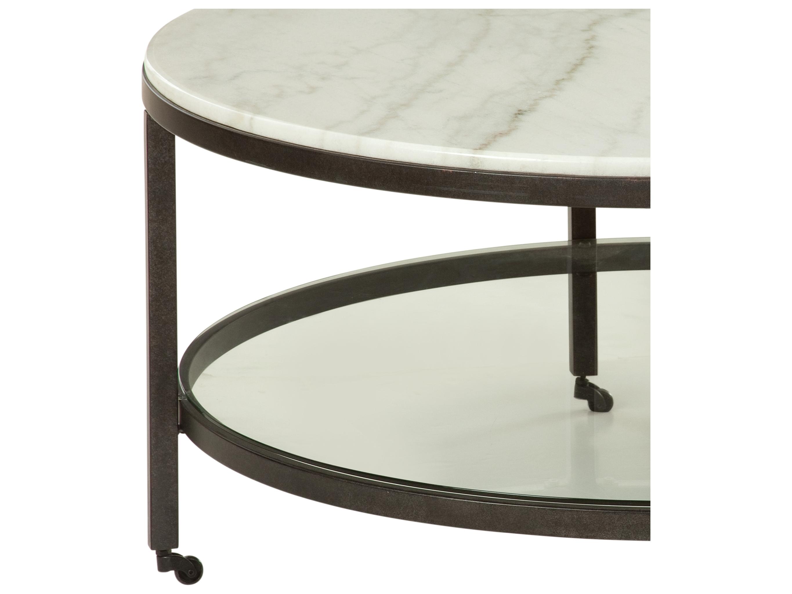 Bassett Mirror Whitman Round Bronze Marble Cocktail Table