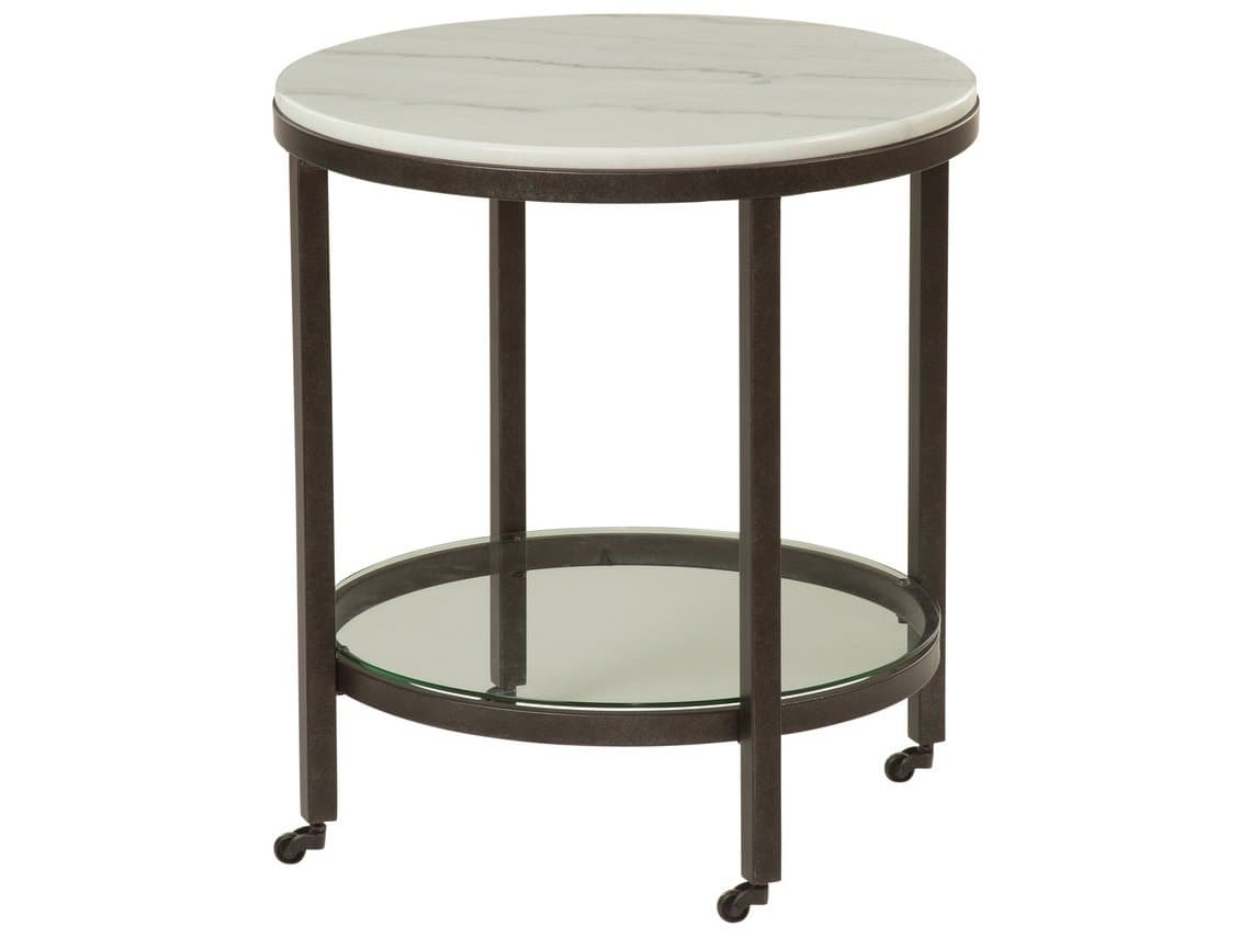 Bassett Mirror Whitman Round Bronze Marble End Table