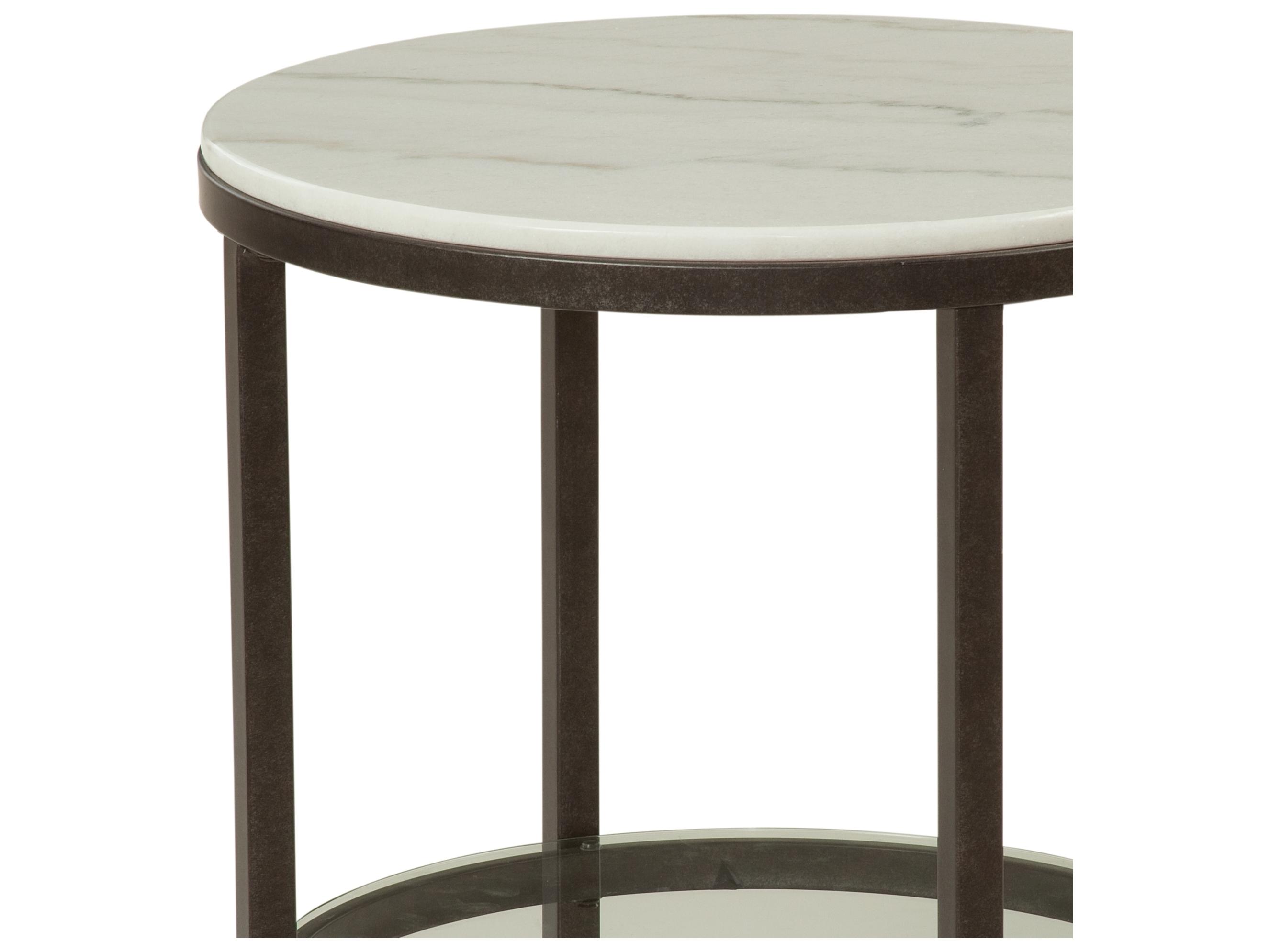 Bassett Mirror Whitman Round Bronze Marble End Table