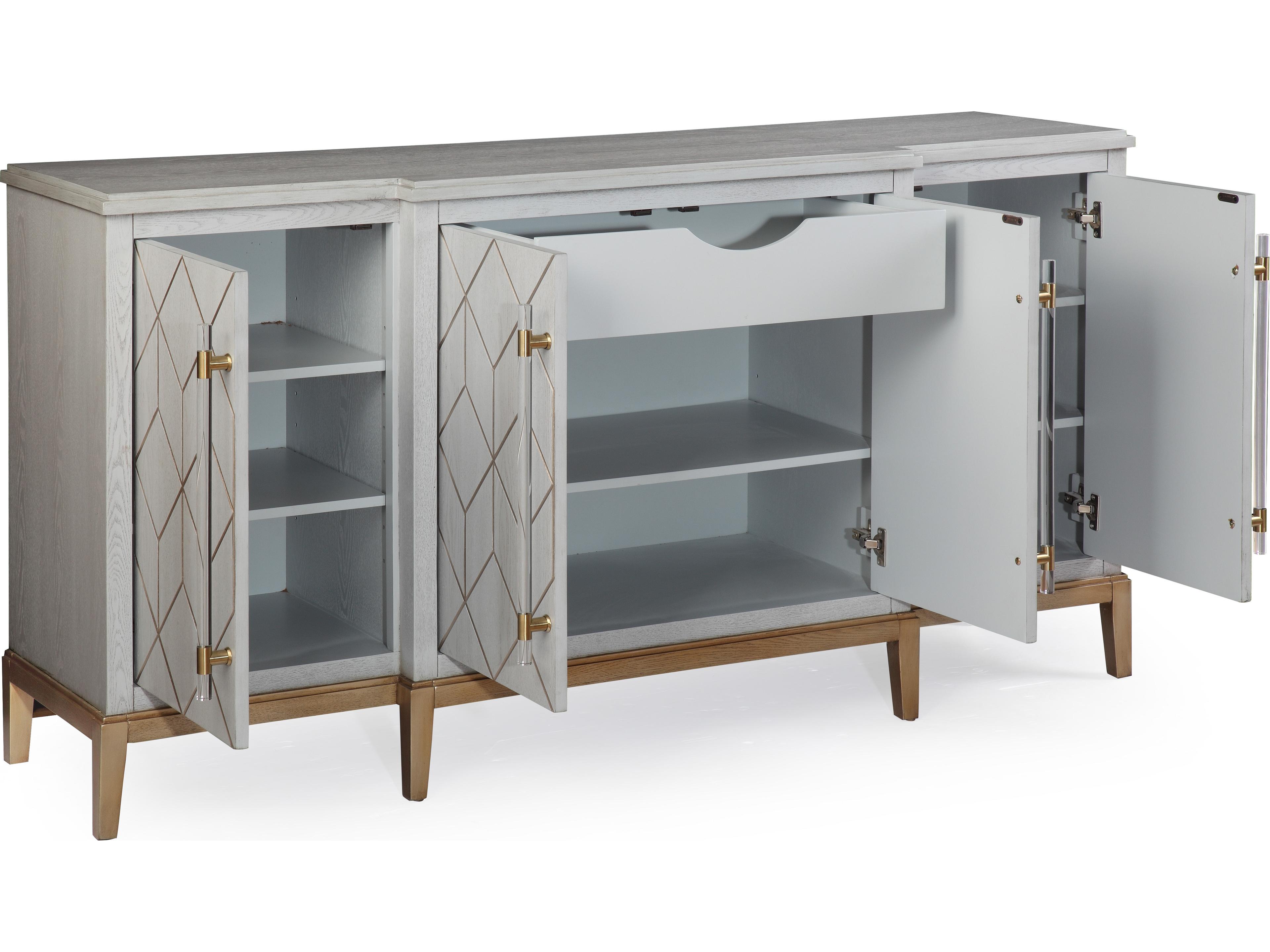 Bassett Mirror Perrine 68" Hardwood Gray Veneer Gold Sideboard