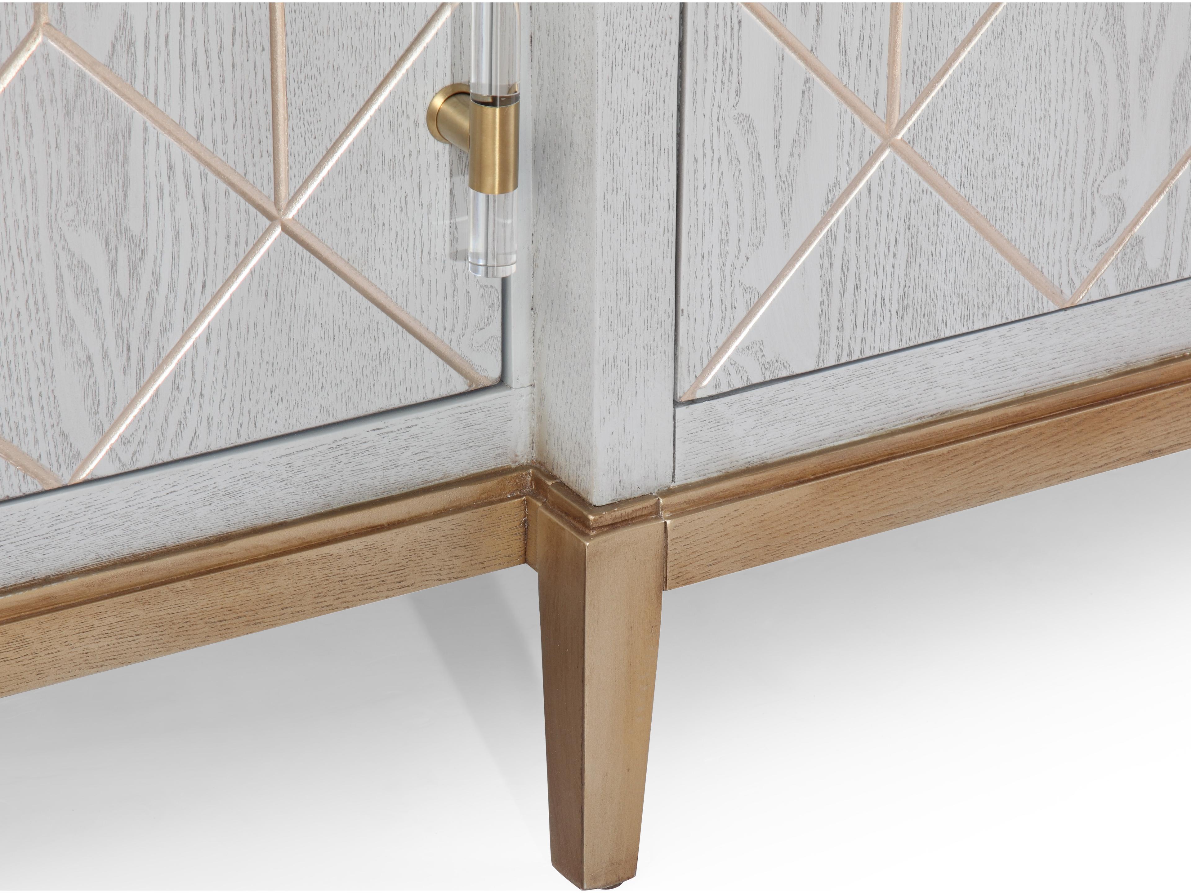 Bassett Mirror Perrine 68" Hardwood Gray Veneer Gold Sideboard