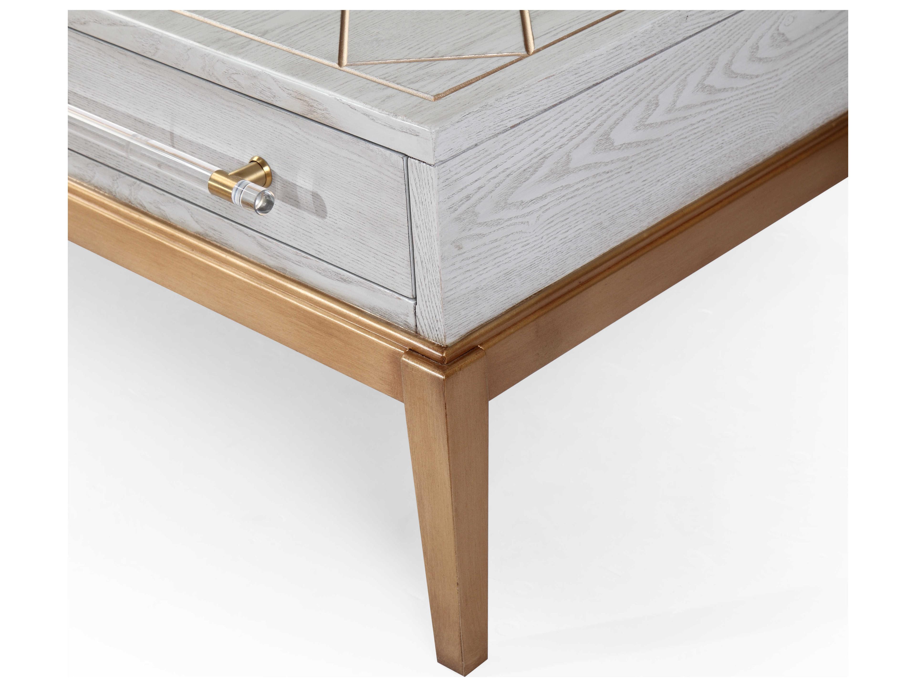 Bassett Mirror Rectangular Wood Gray Veneer With Gold Accent Cocktail Table