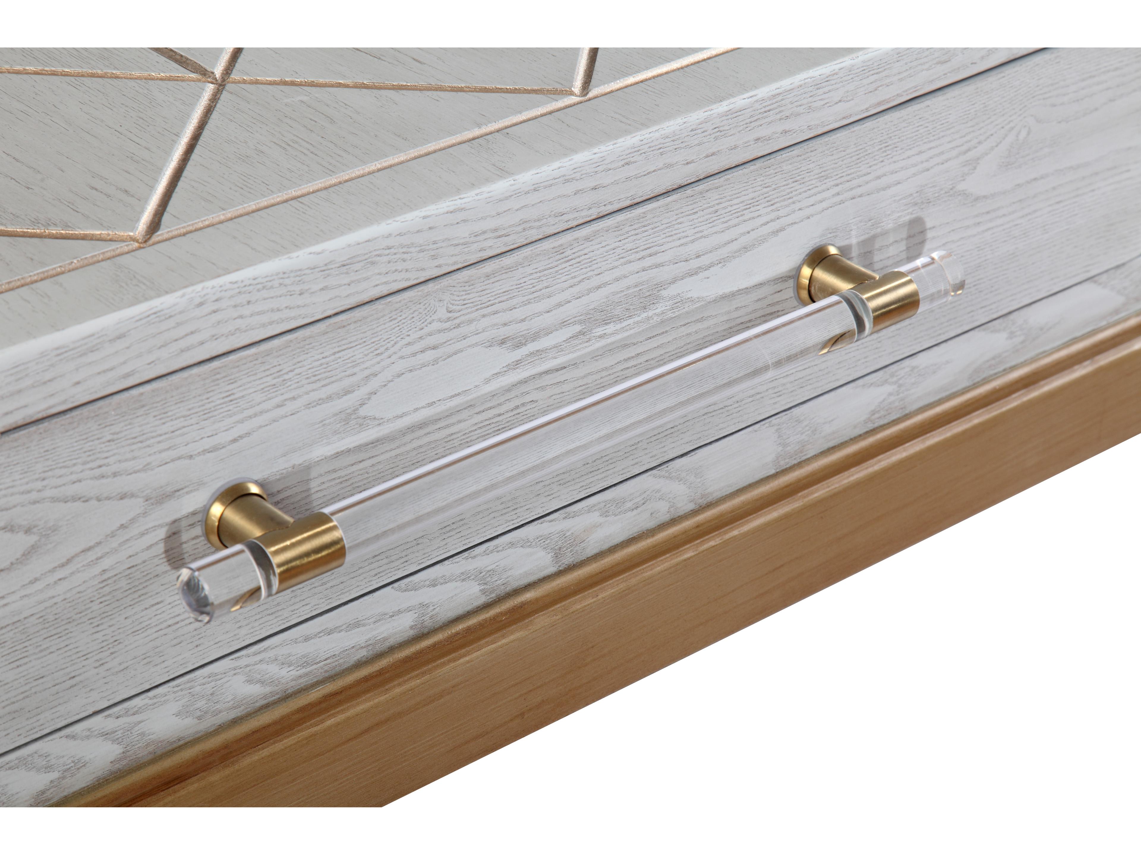 Bassett Mirror Rectangular Wood Gray Veneer With Gold Accent Consolee Table