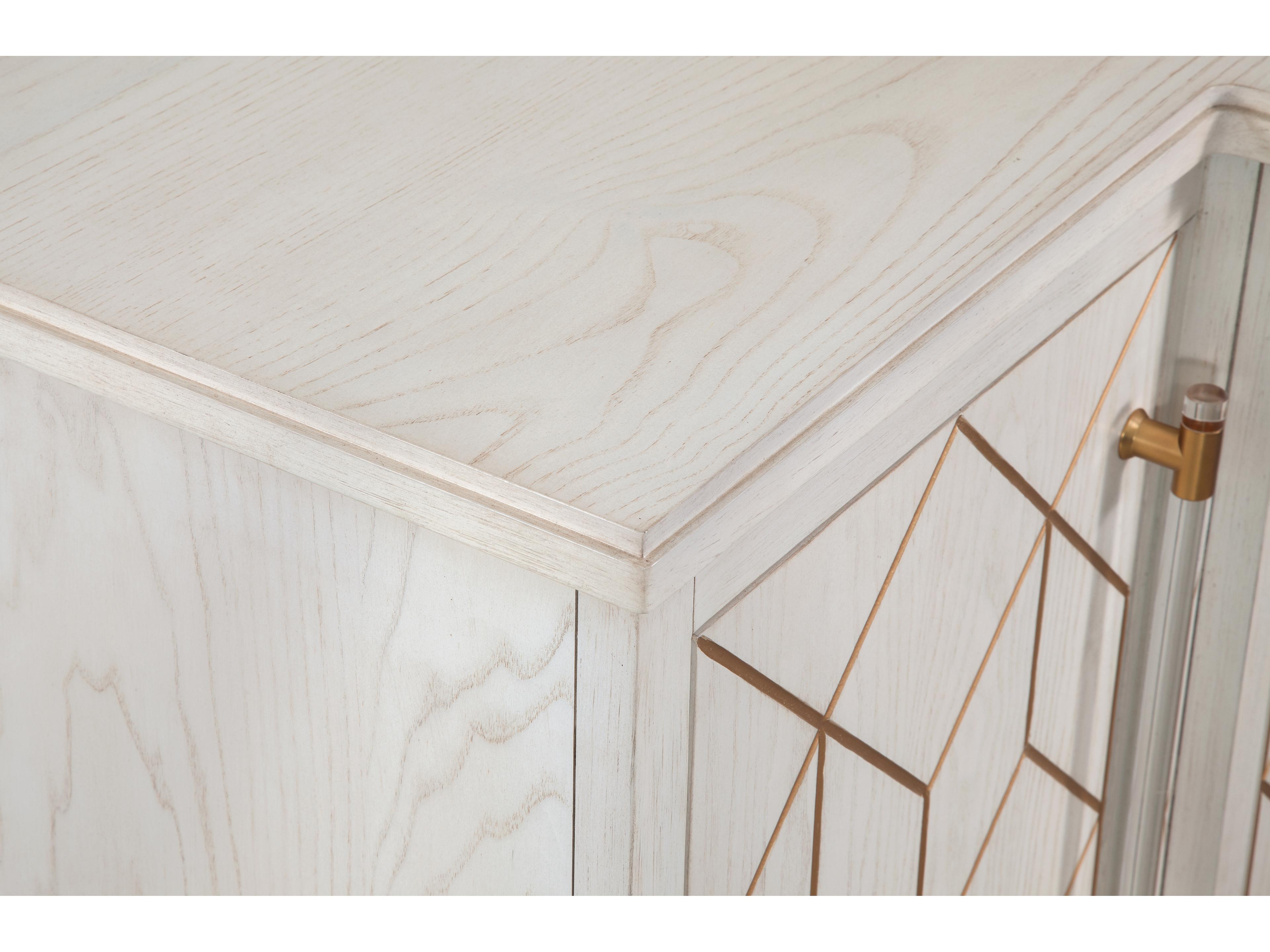 Bassett Mirror Perrine 68" Oak Wood White With Gold Accent Sideboard