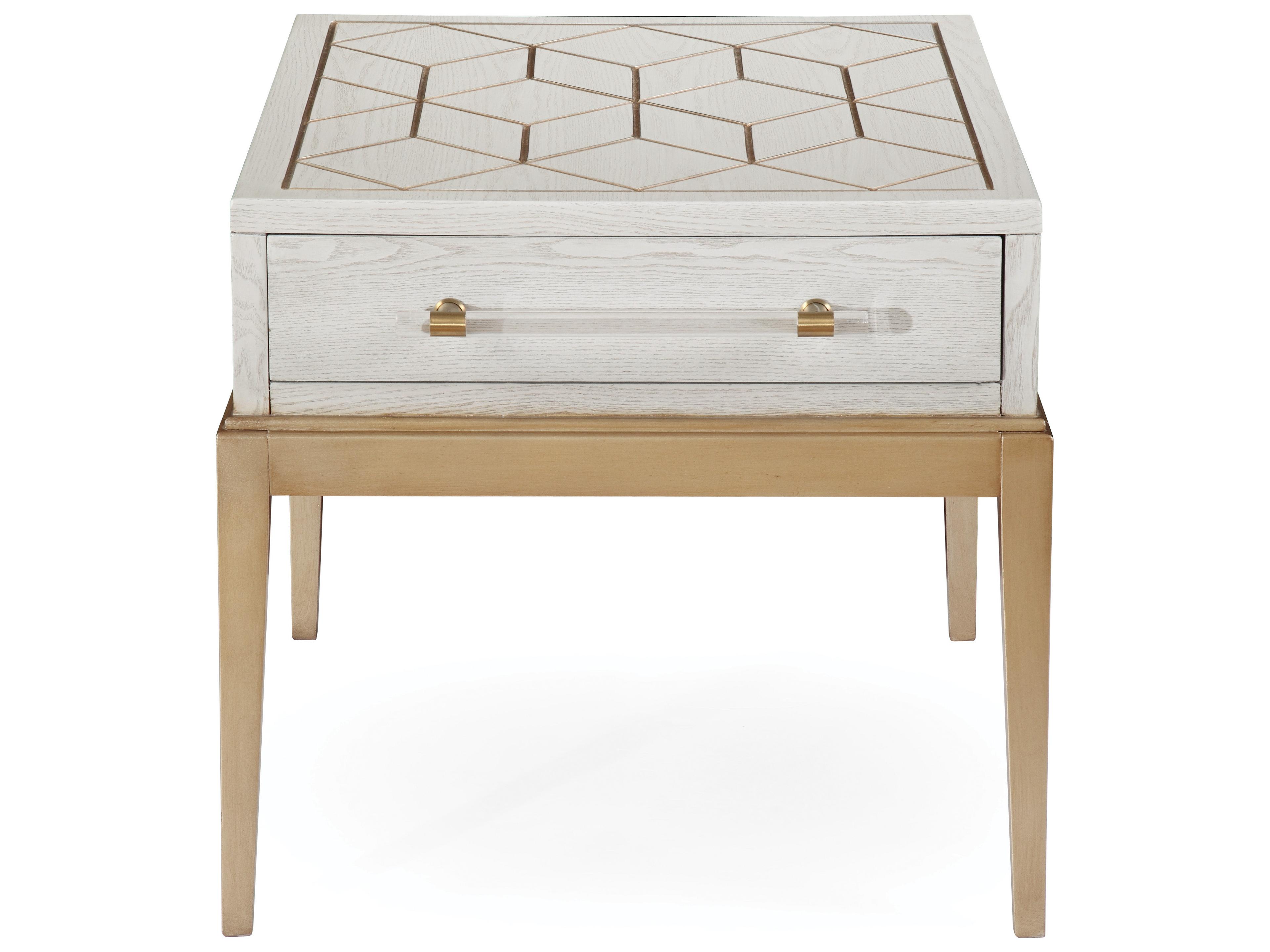 Bassett Mirror Rectangular Wood Soft Graphite End Table