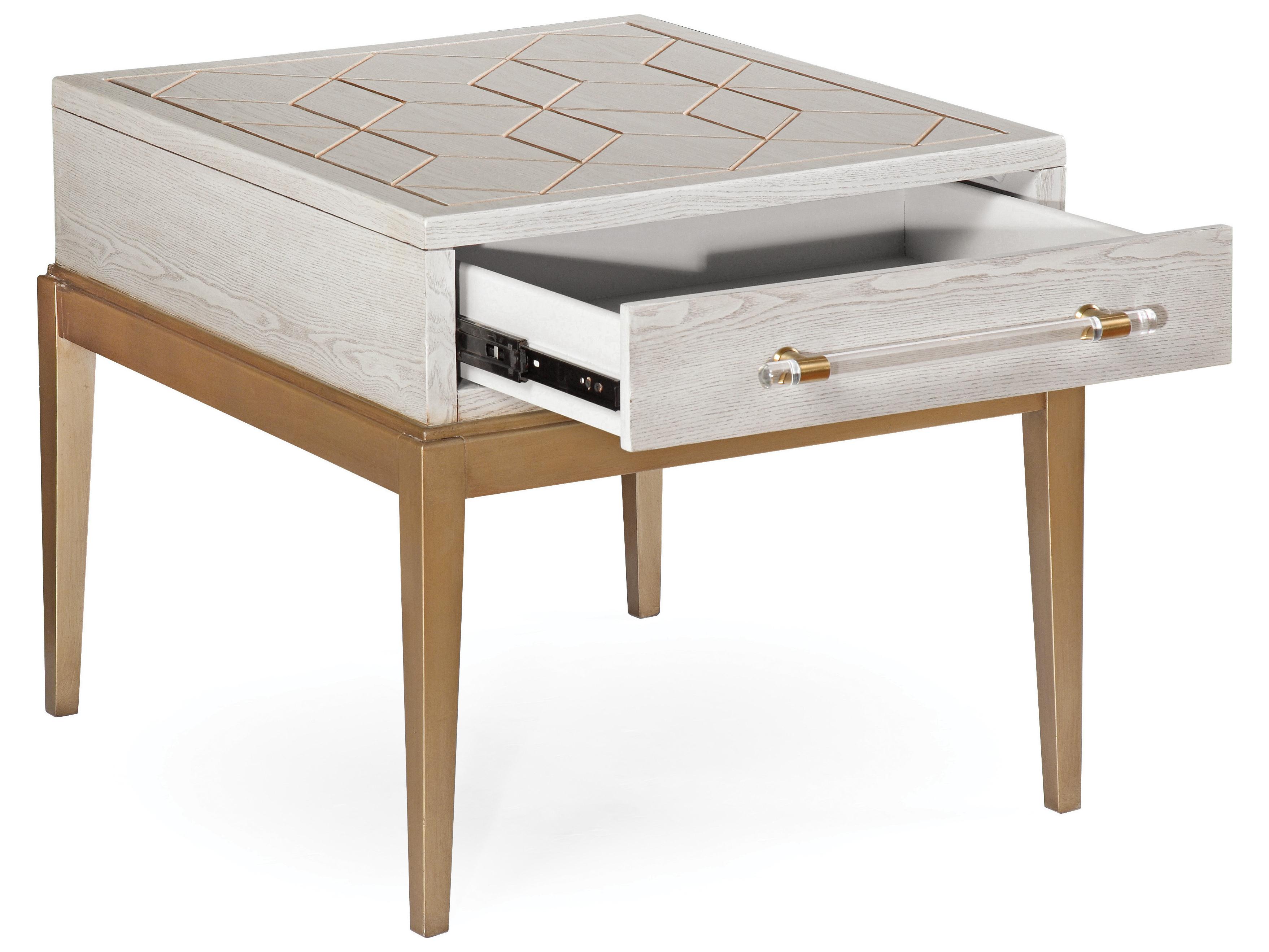 Bassett Mirror Rectangular Wood Soft Graphite End Table