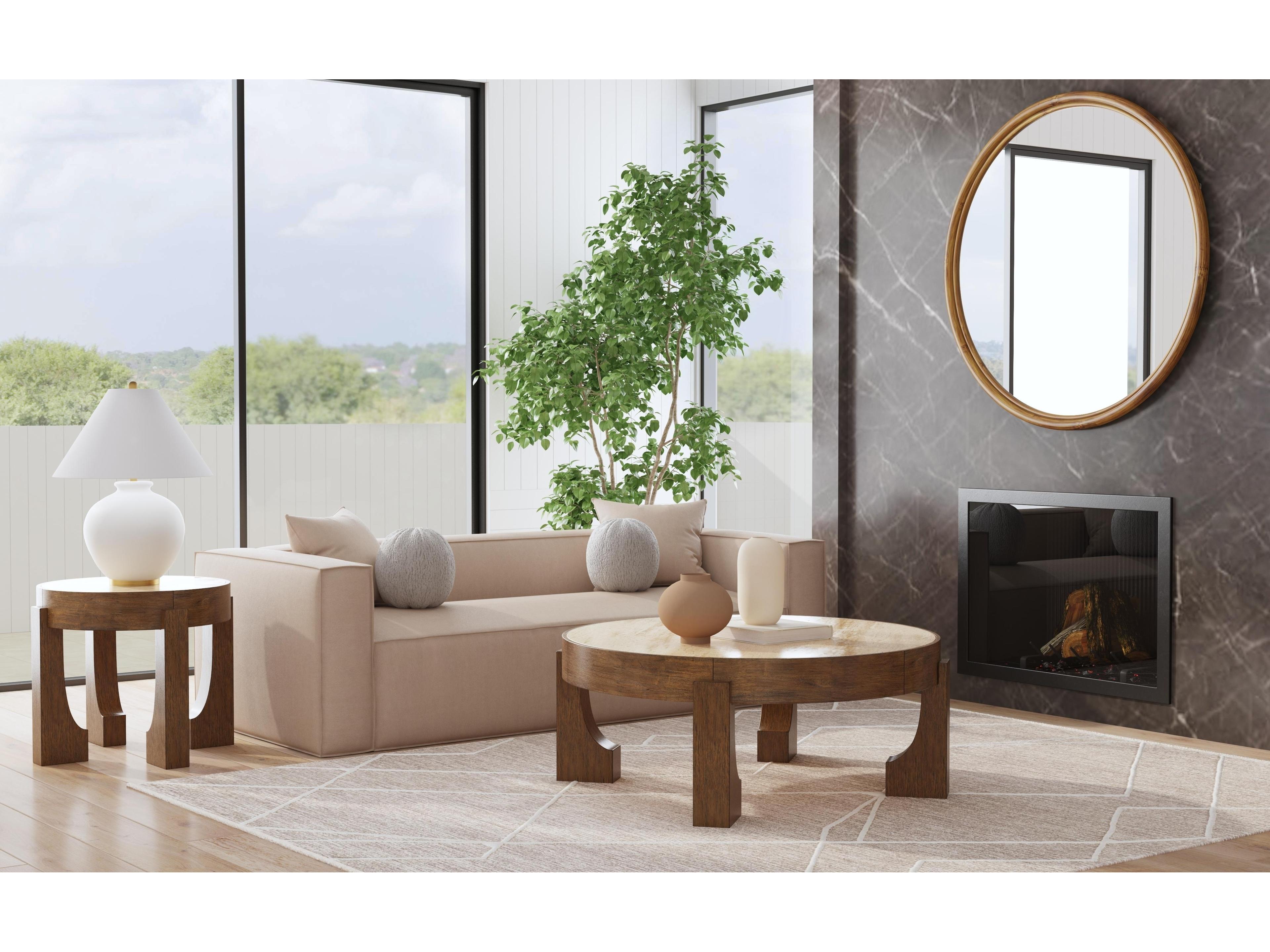 Bassett Mirror Canyon Round Wood End Table