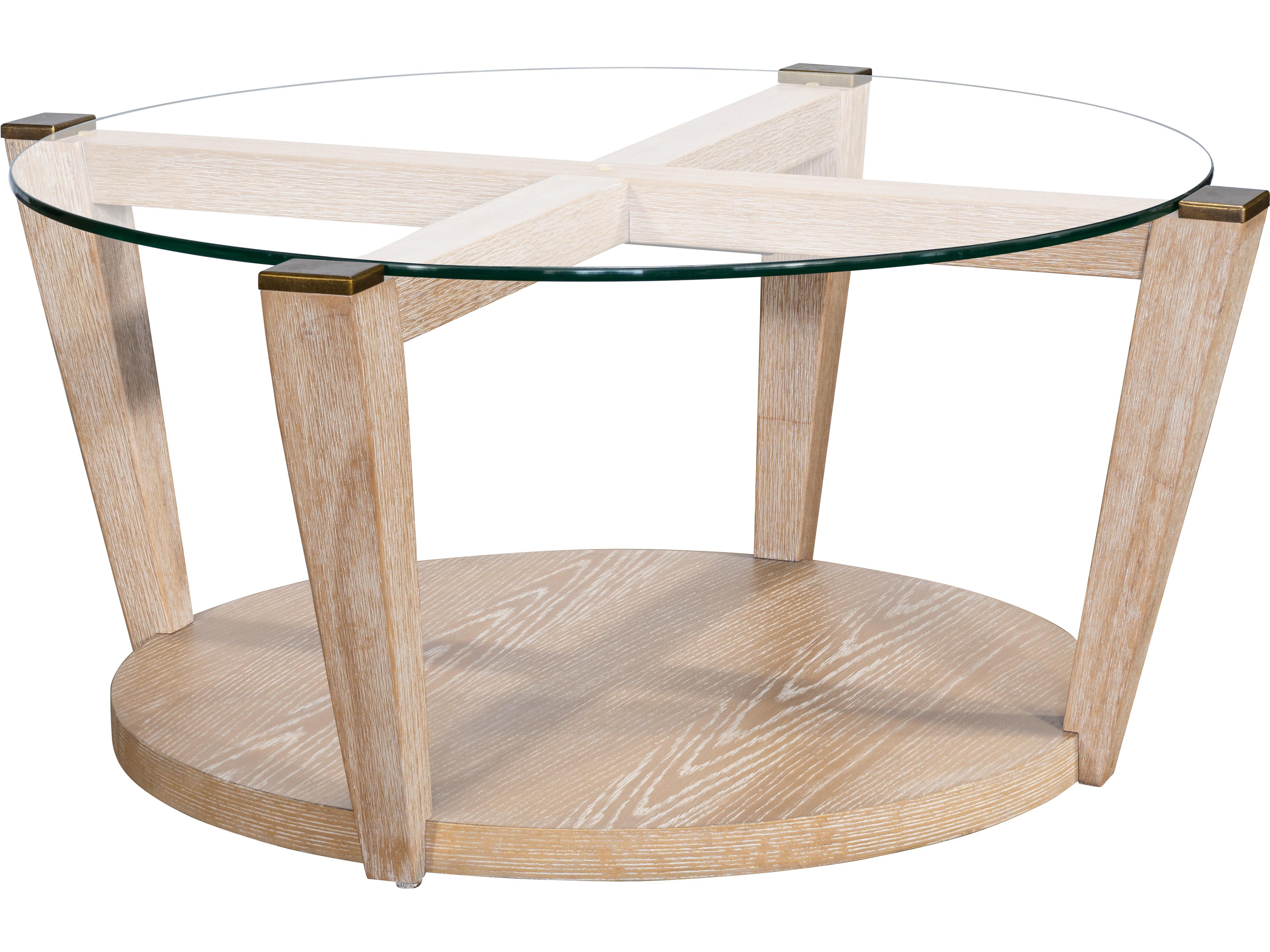 Bassett Mirror Dunes Round Glass Bleached Oak Coffee Table