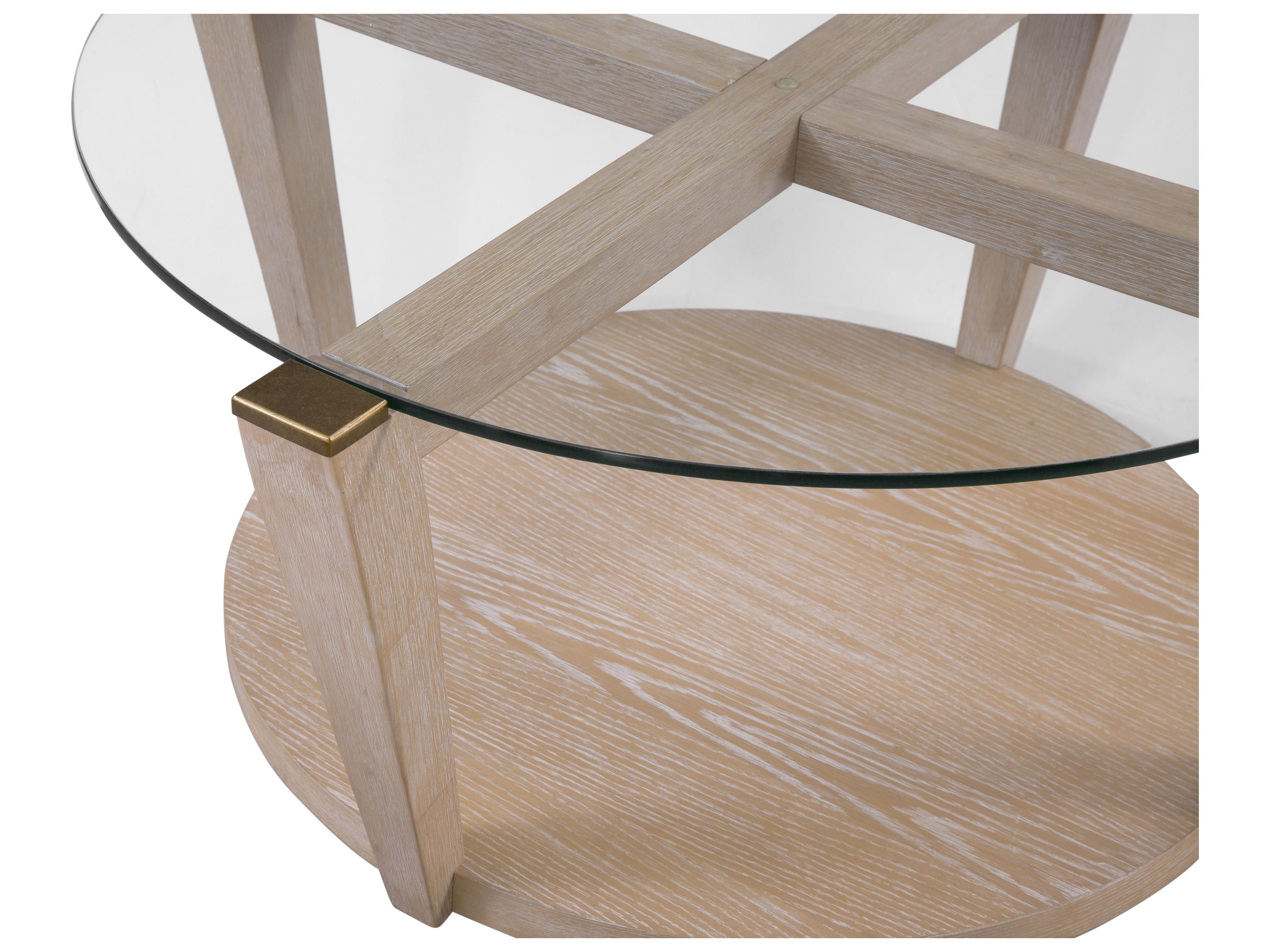 Bassett Mirror Dunes Round Glass Bleached Oak Coffee Table