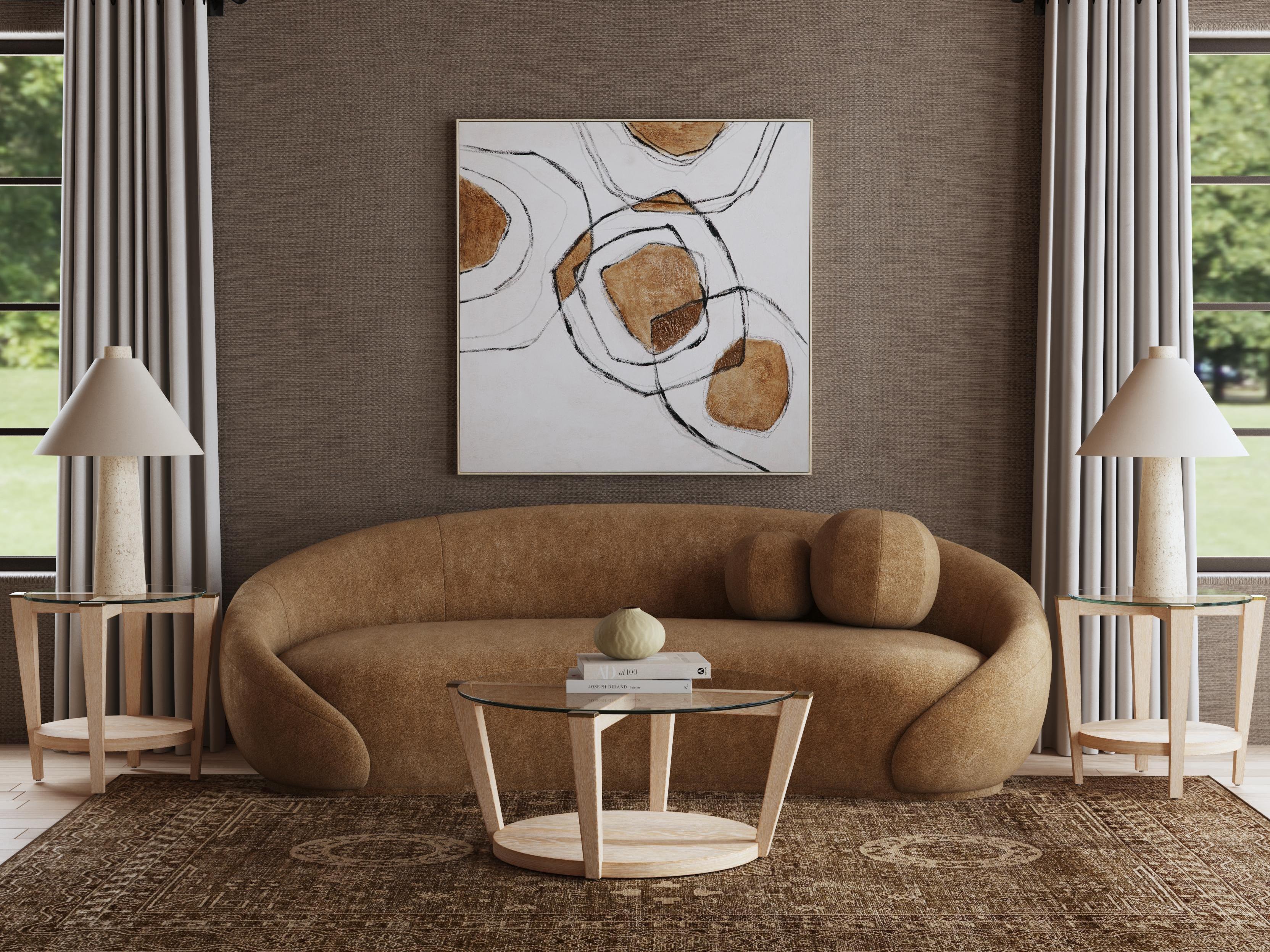 Bassett Mirror Dunes Round Glass Bleached Oak Coffee Table