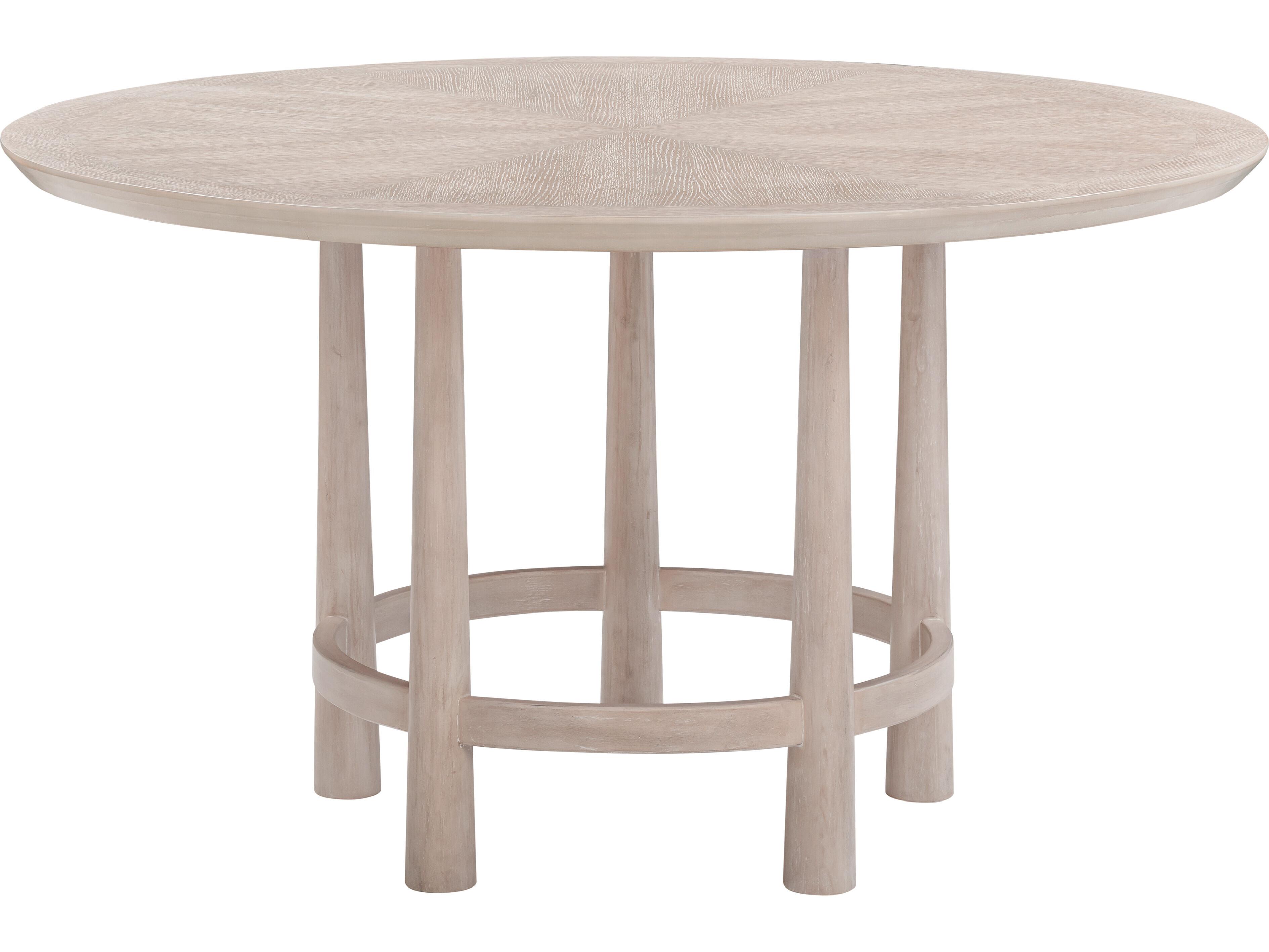 Bassett Mirror Horizons Round Wood Cerused White Oak Dining Table