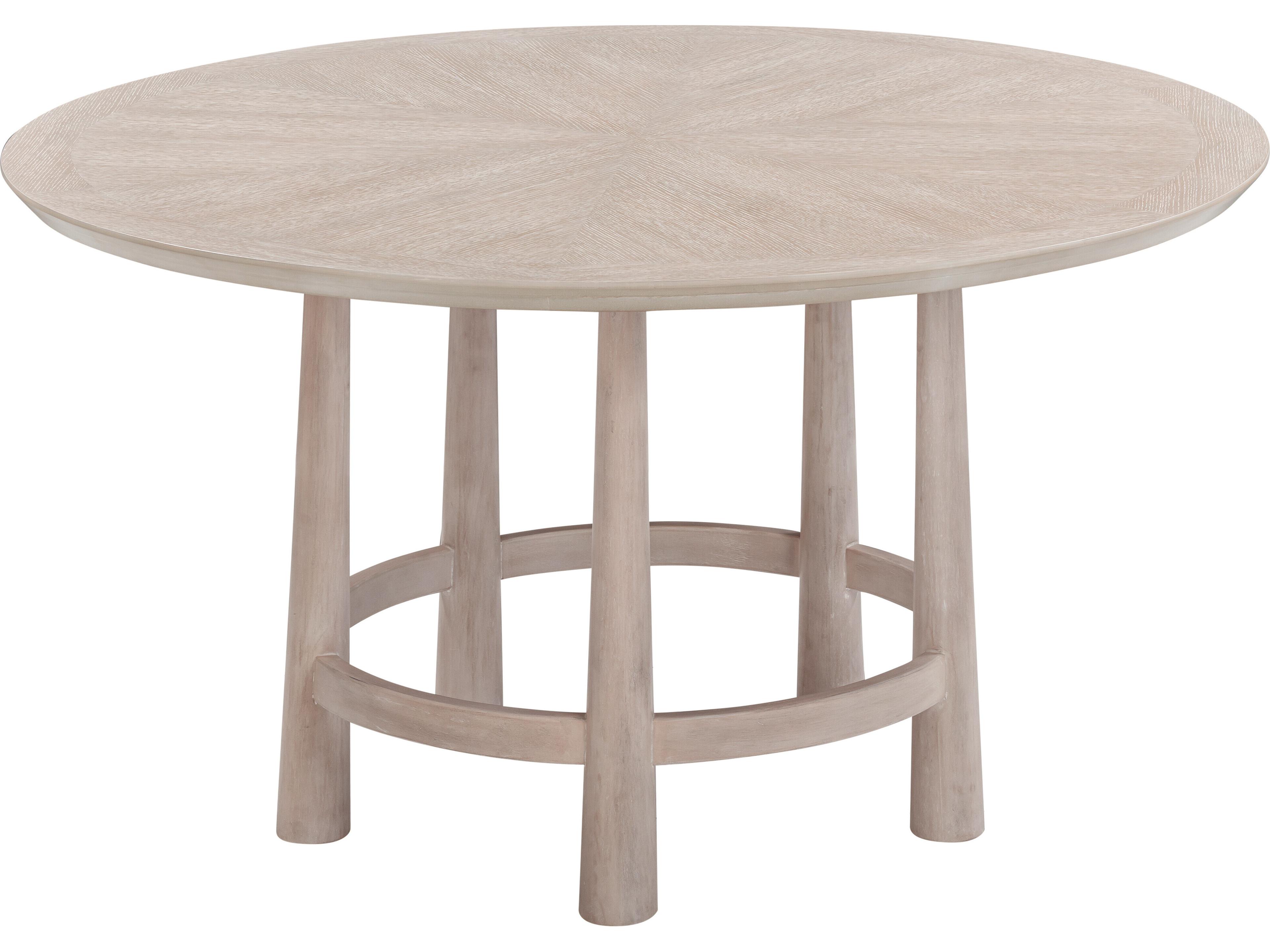 Bassett Mirror Horizons Round Wood Cerused White Oak Dining Table