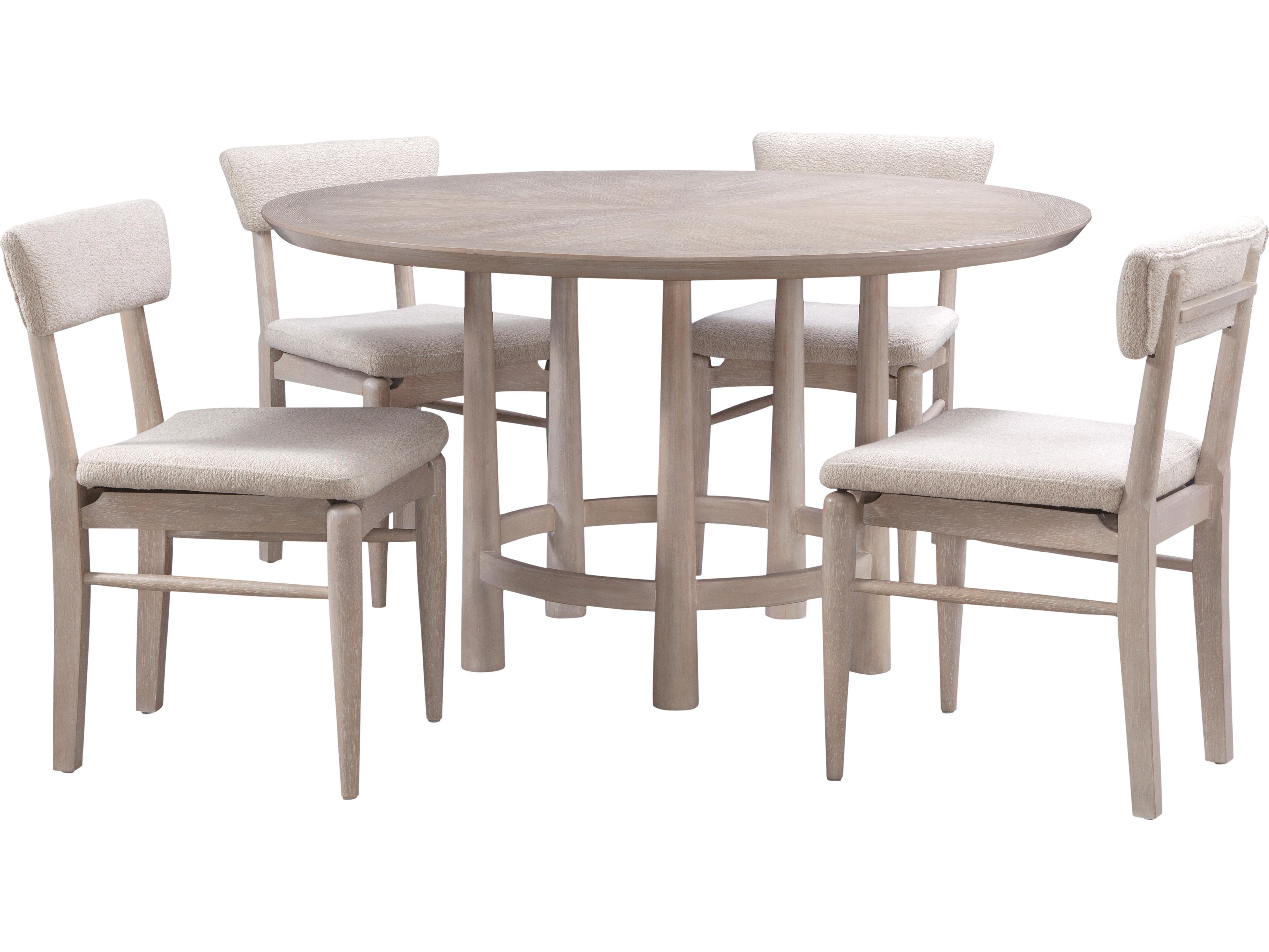 Bassett Mirror Horizons Round Wood Cerused White Oak Dining Table