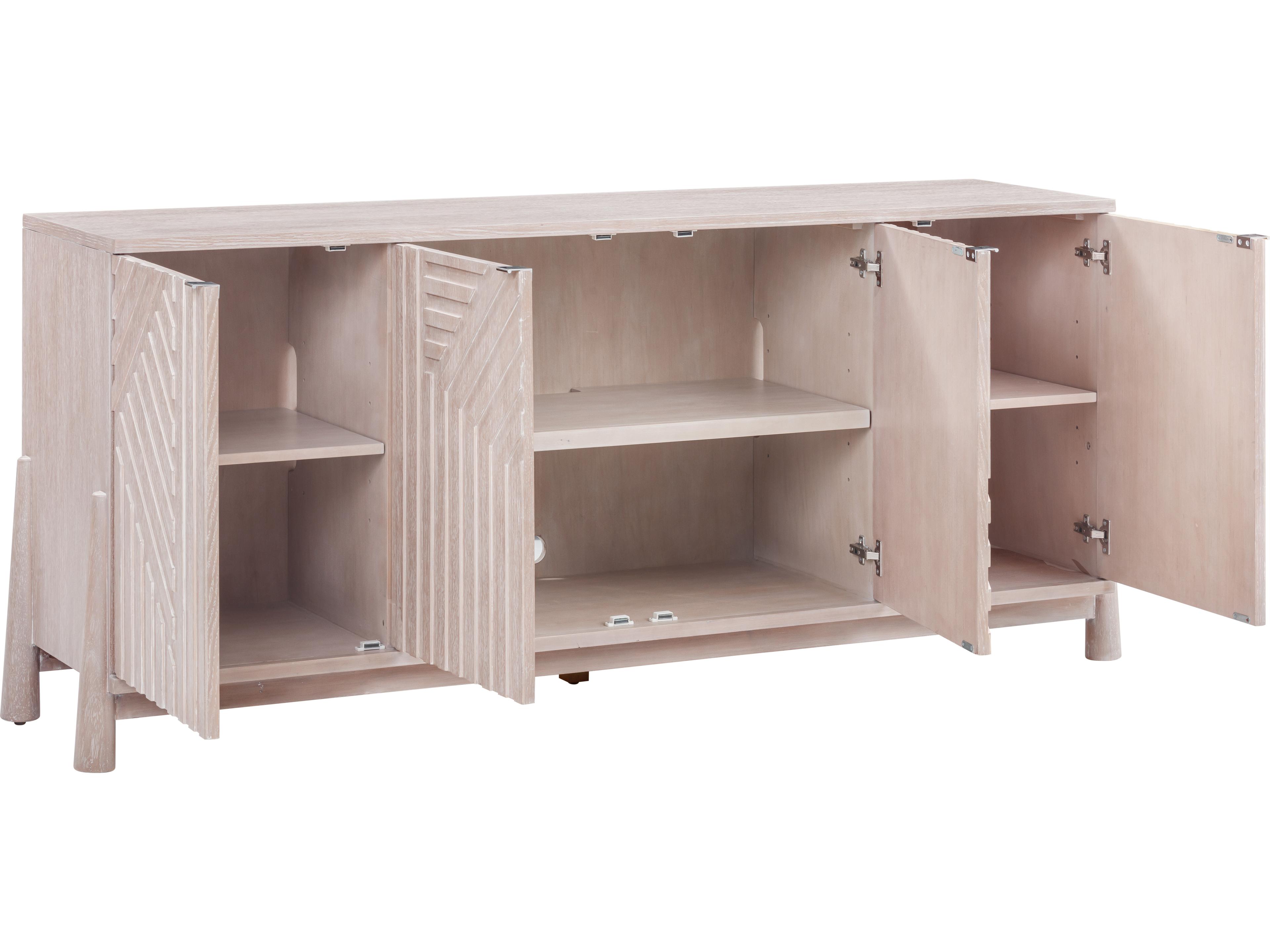 Bassett Mirror 74" Oak Wood White Horizons Sideboard