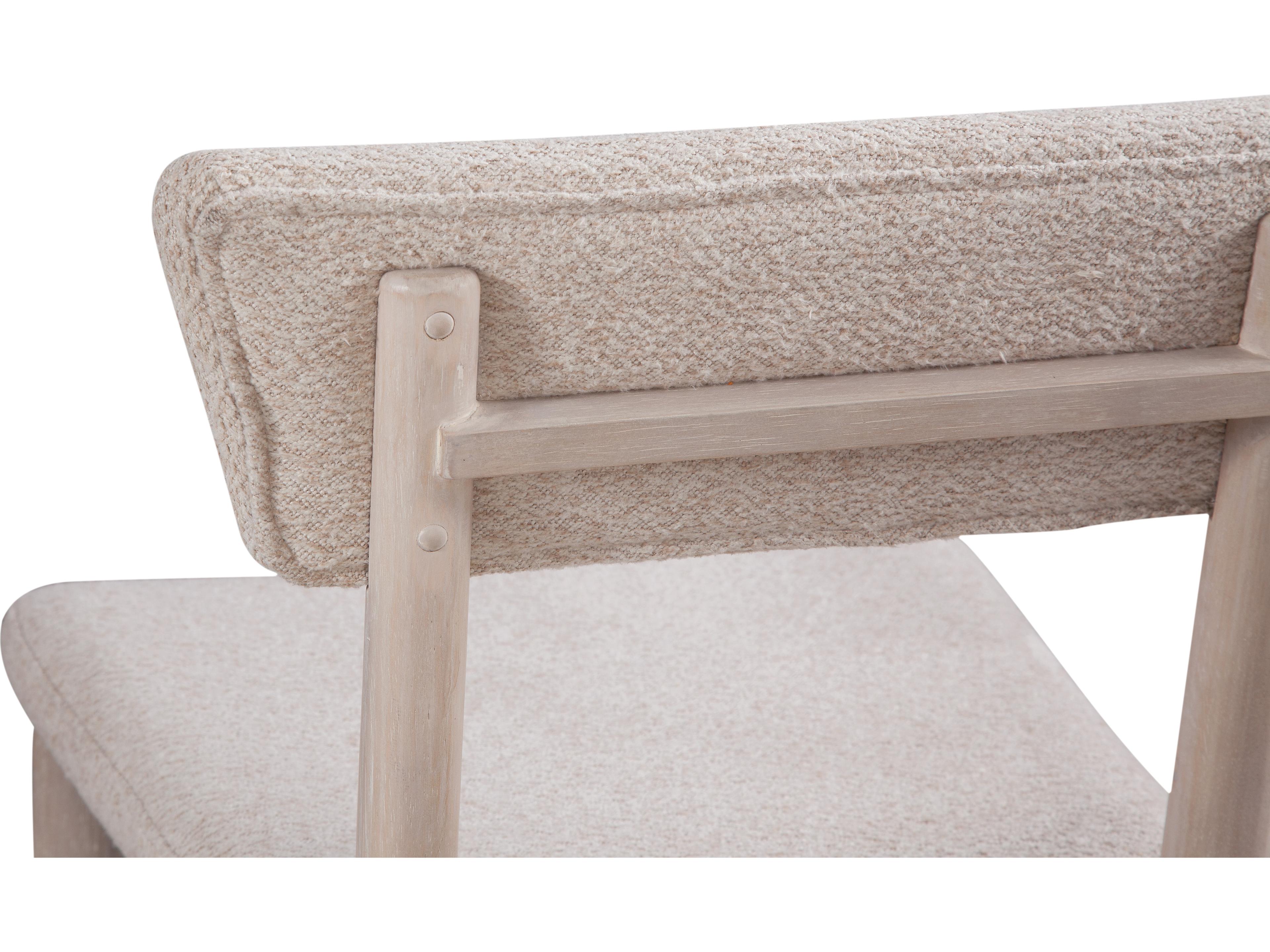 Bassett Mirror Horizons Natural Wood Gray Upholstered Armless Dining Chair