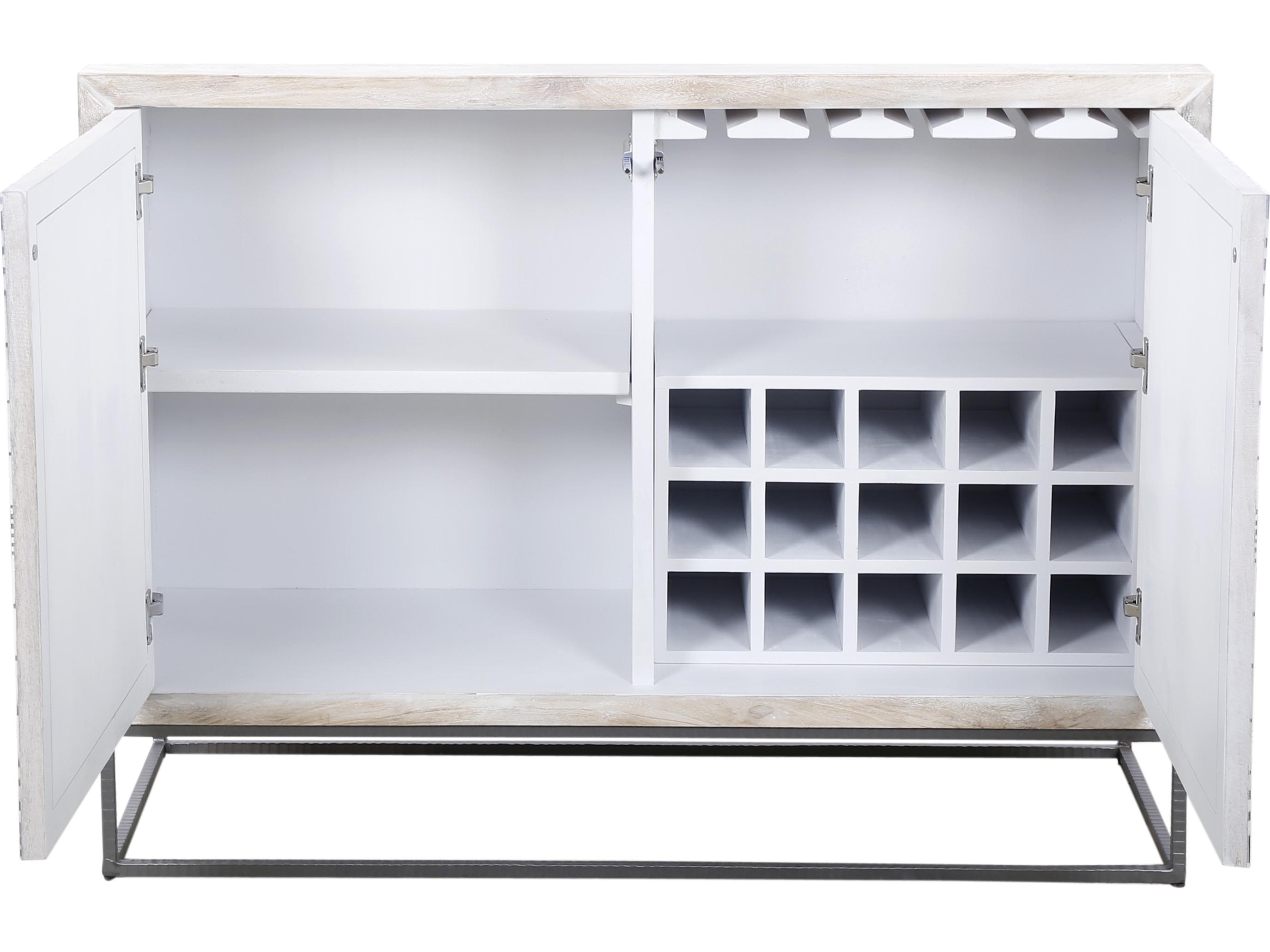 Bassett Mirror Mango Wood White Magnolia Bar Cabinet