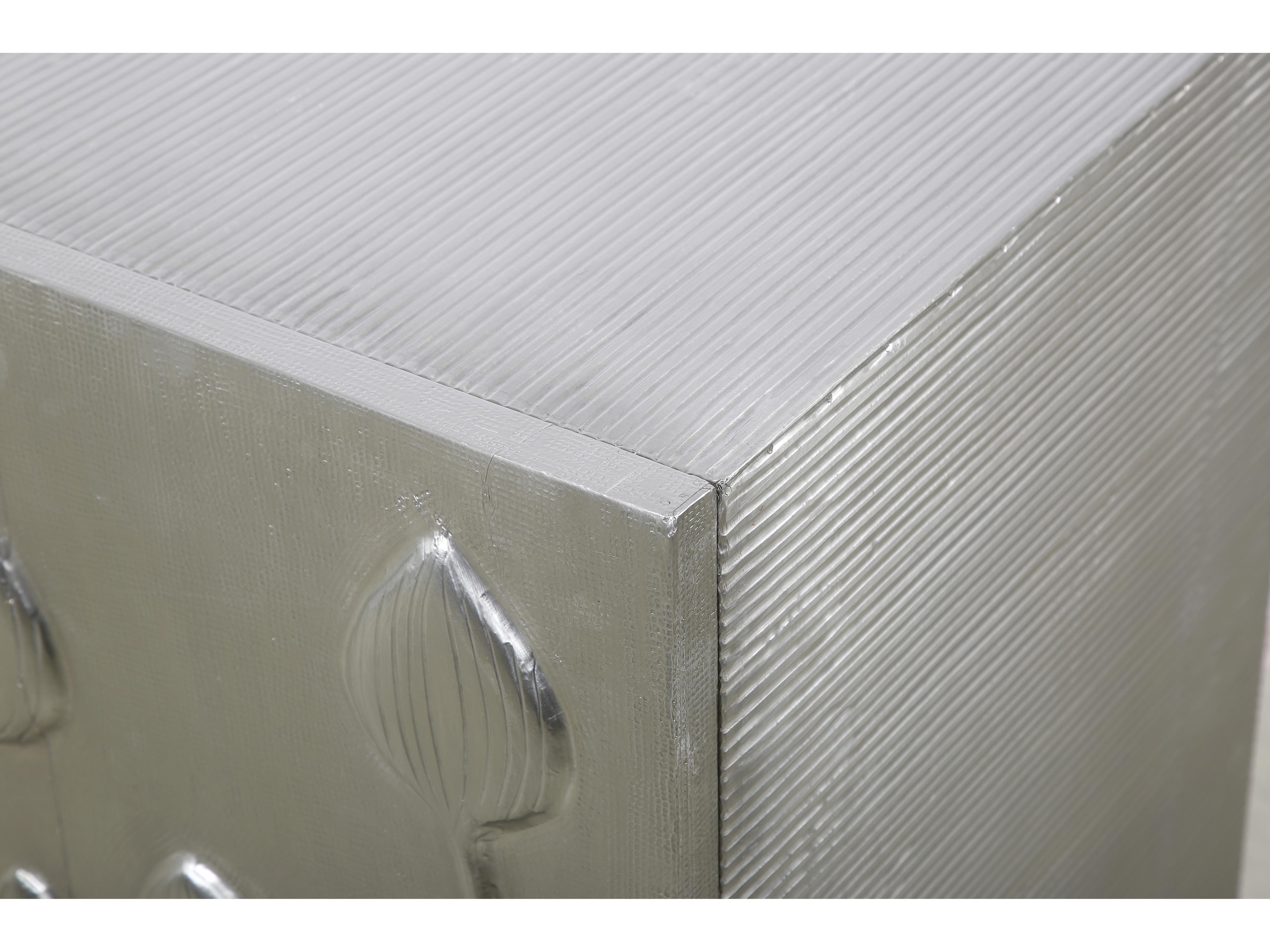 Bassett Mirror Mango Wood Silver Petal Bar Cabinet