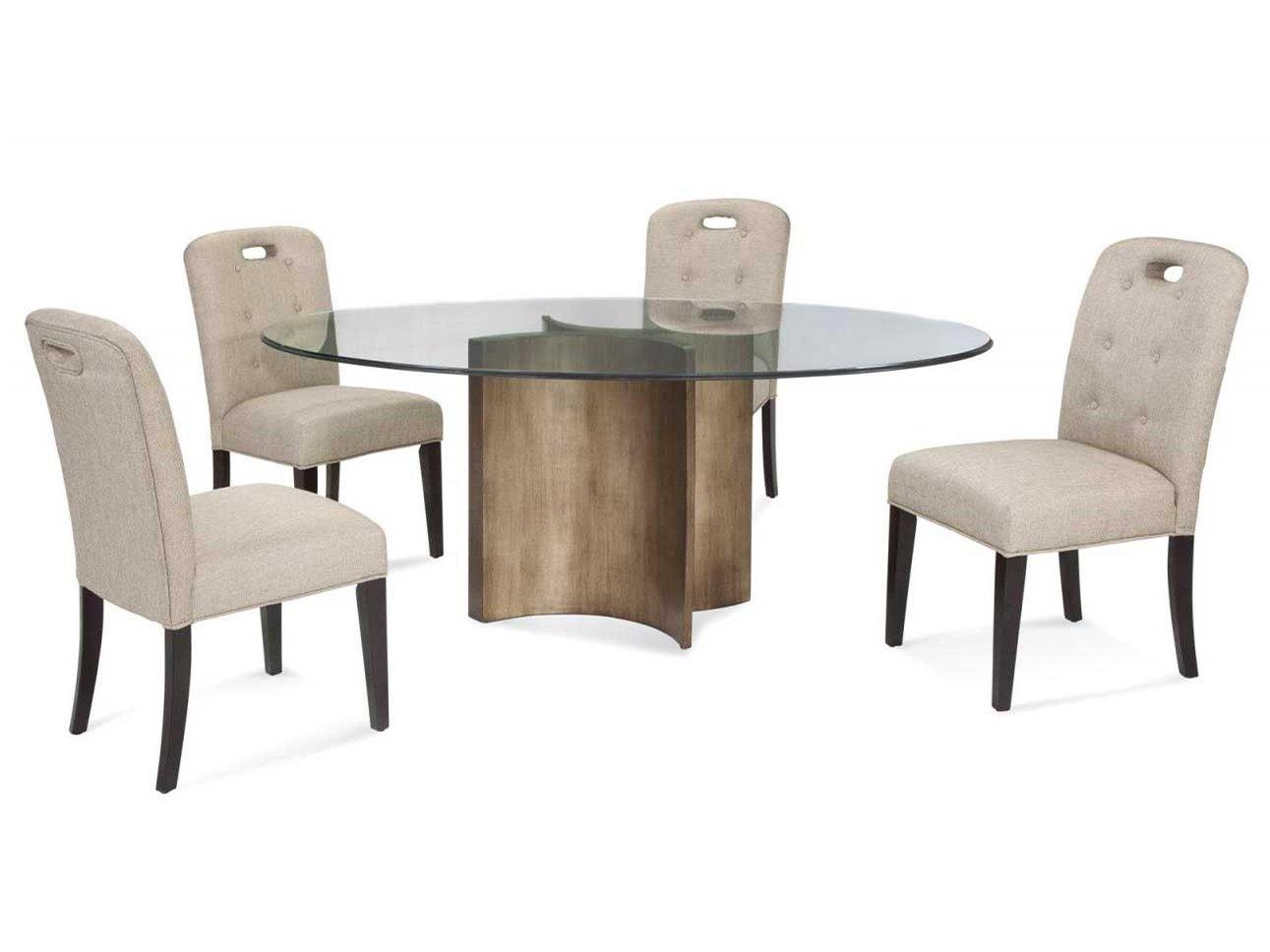 Bassett Mirror Symmetry Oval Glass Painted Bronze Dining Table