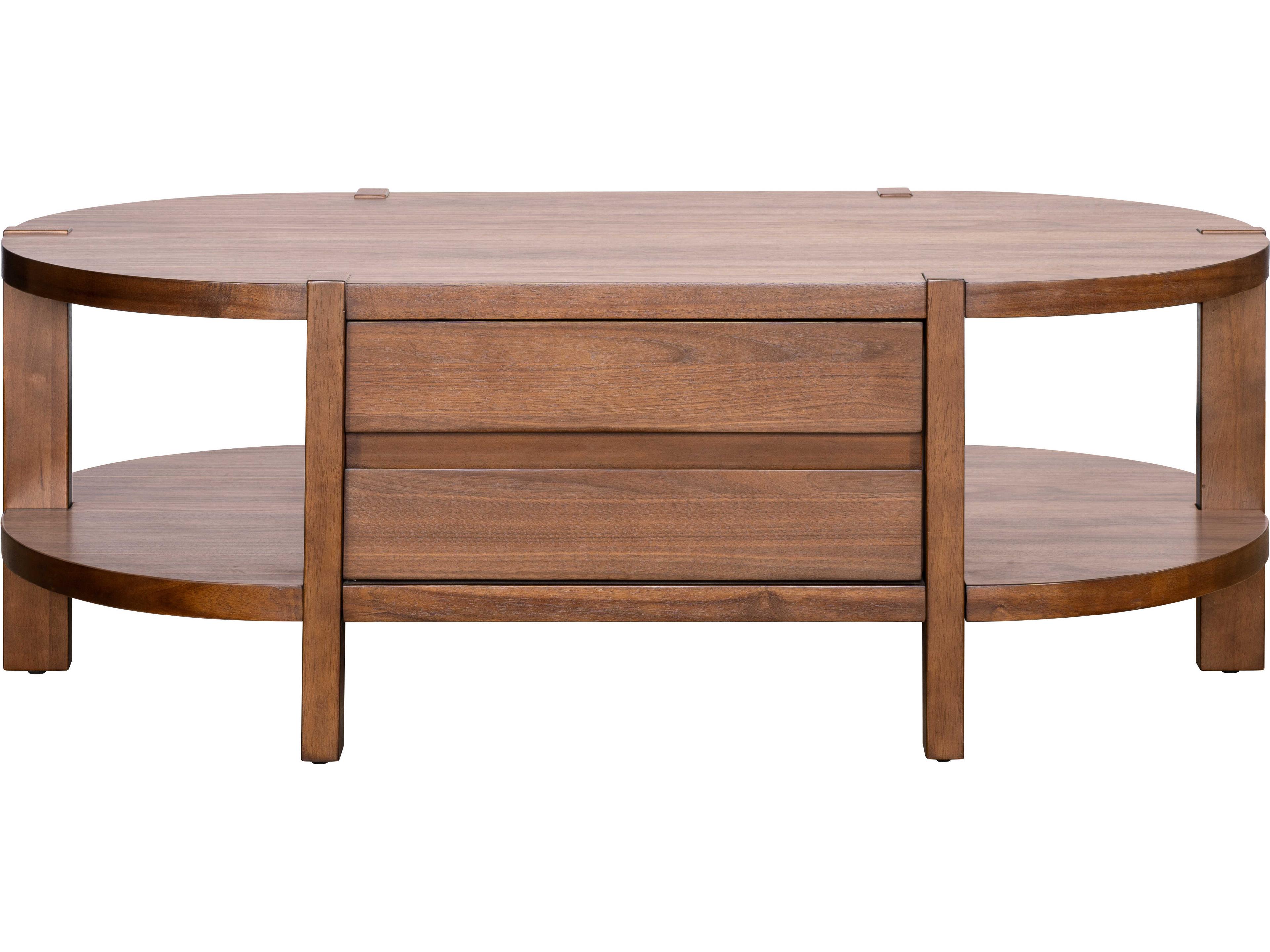 Bassett Mirror Winston Oval Wood Brown Warm Walnut Coffee Table