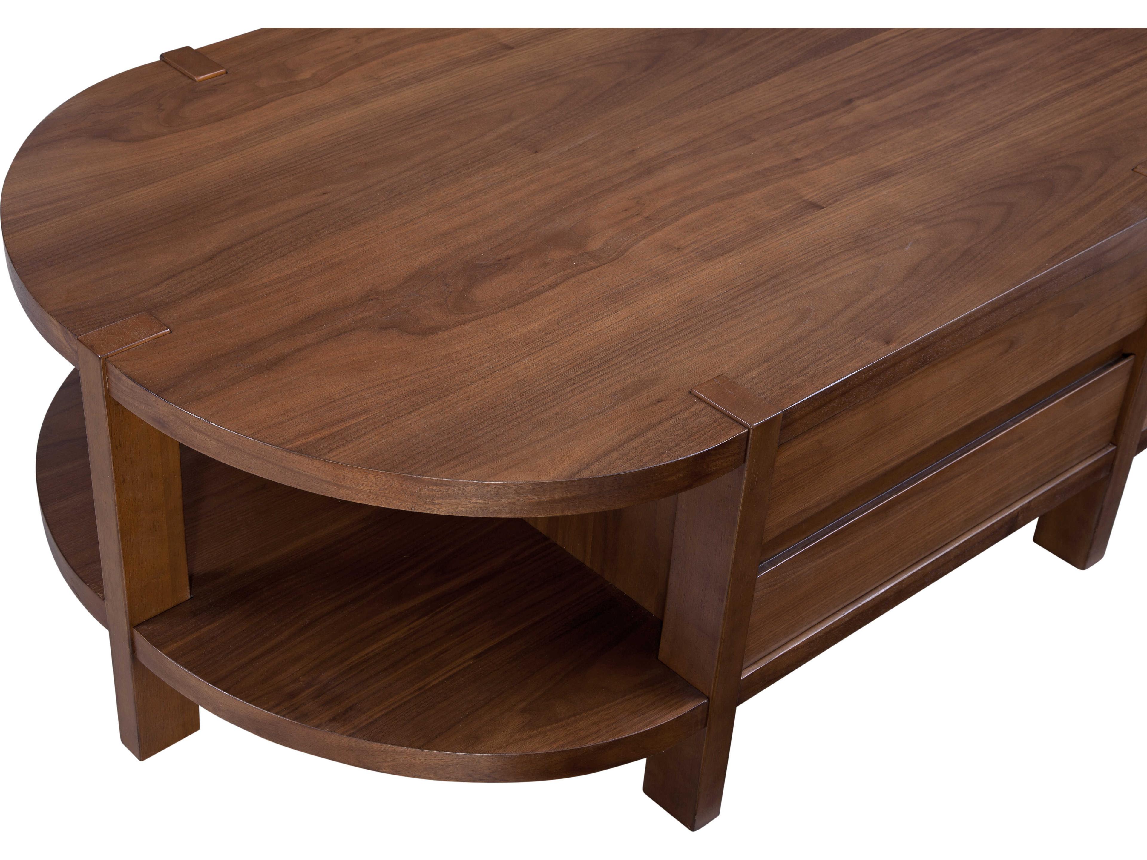Bassett Mirror Winston Oval Wood Brown Warm Walnut Coffee Table