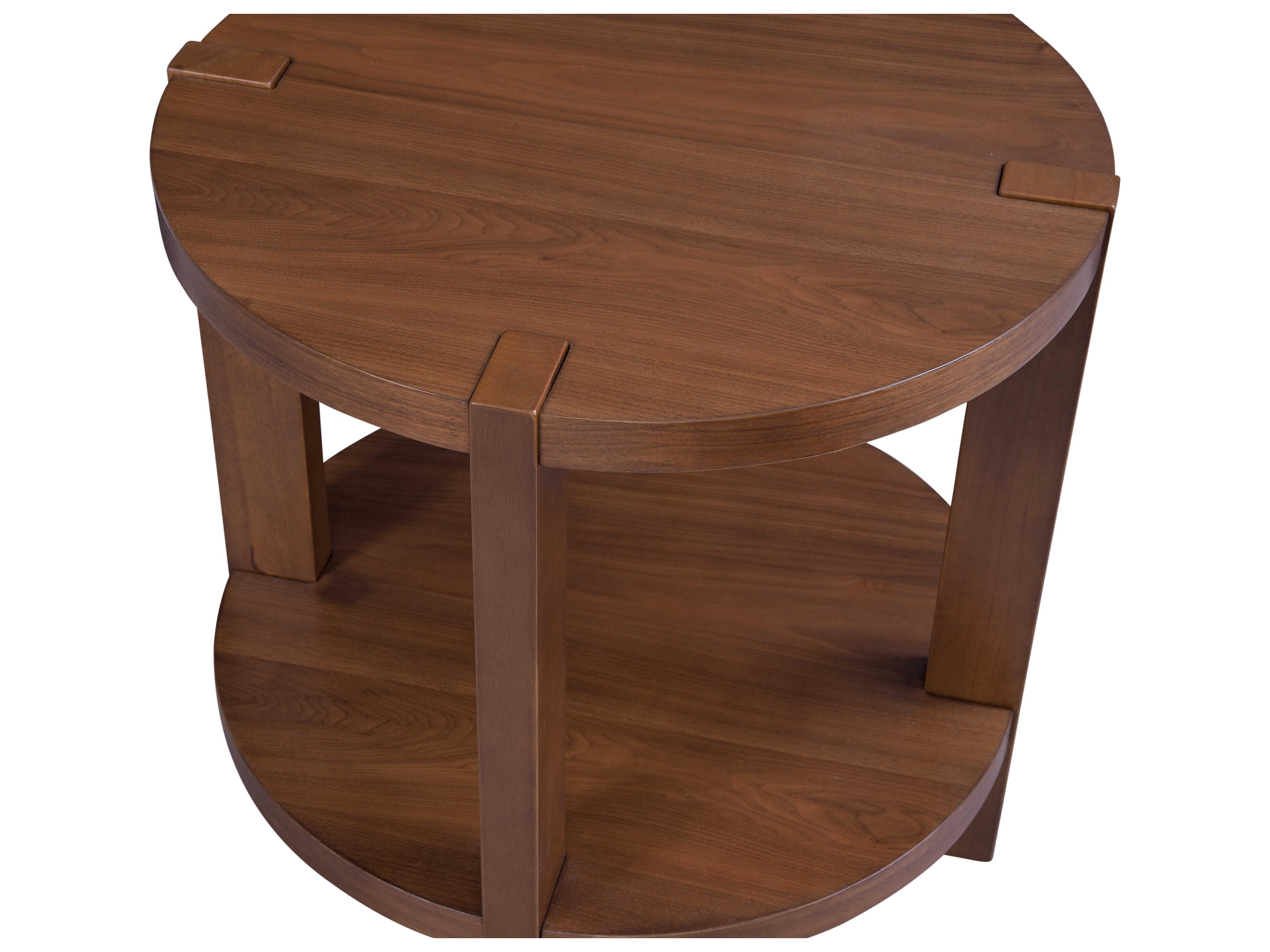 Bassett Mirror Winston Round Wood Brown Warm Walnut End Table