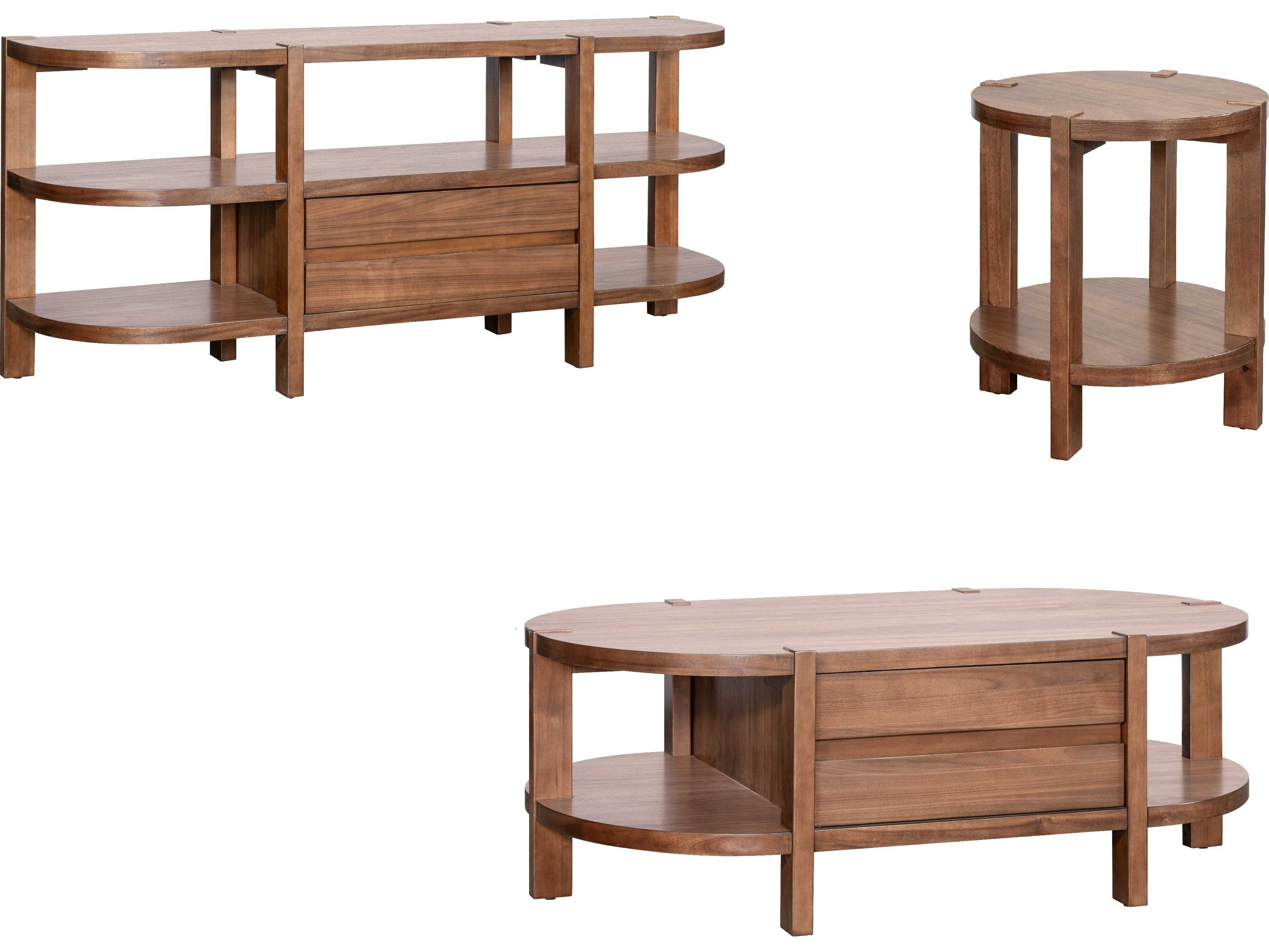 Bassett Mirror Winston Round Wood Brown Warm Walnut End Table