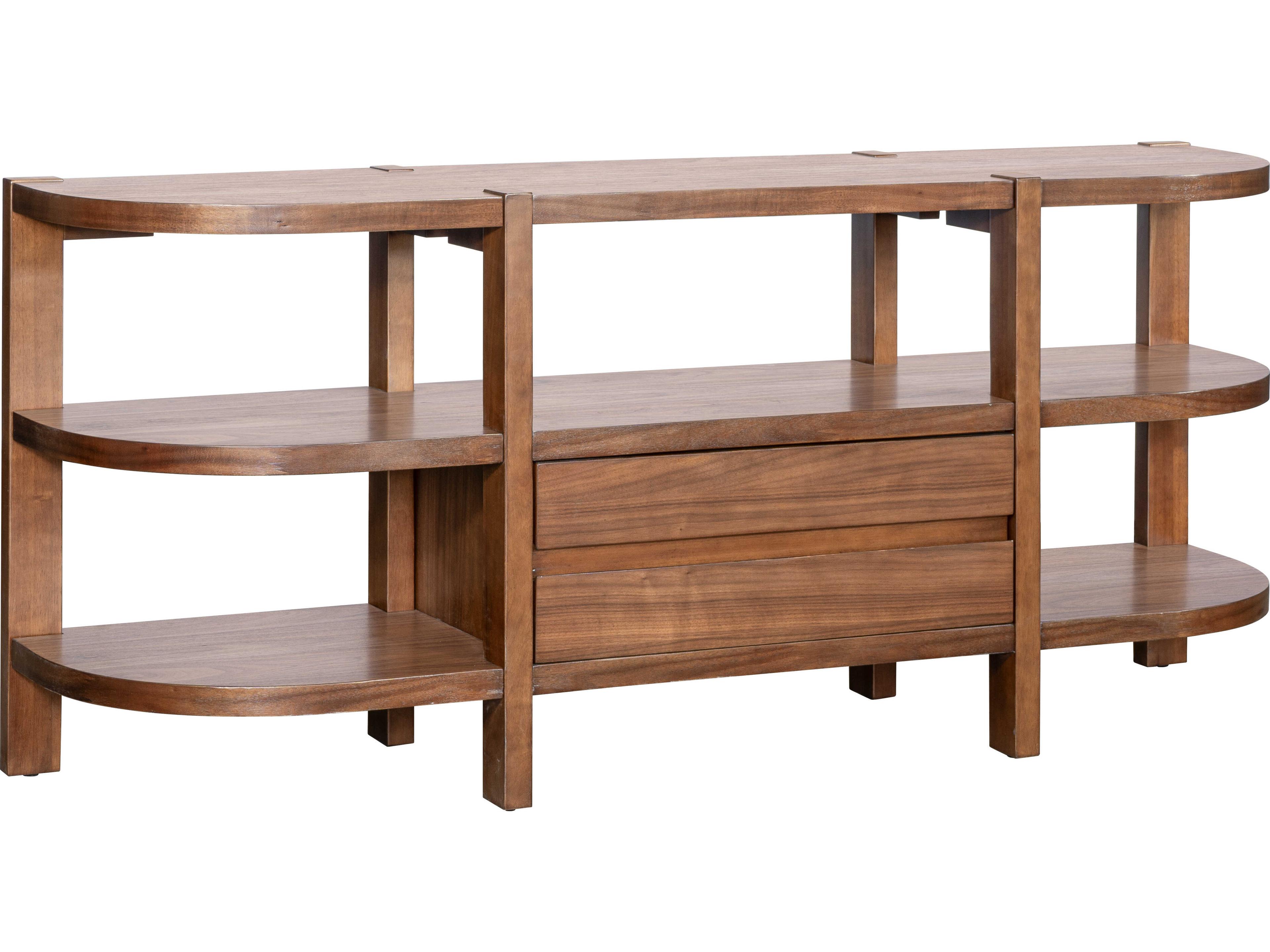 Bassett Mirror Winston Demilune Wood Brown Warm Walnut Console Table