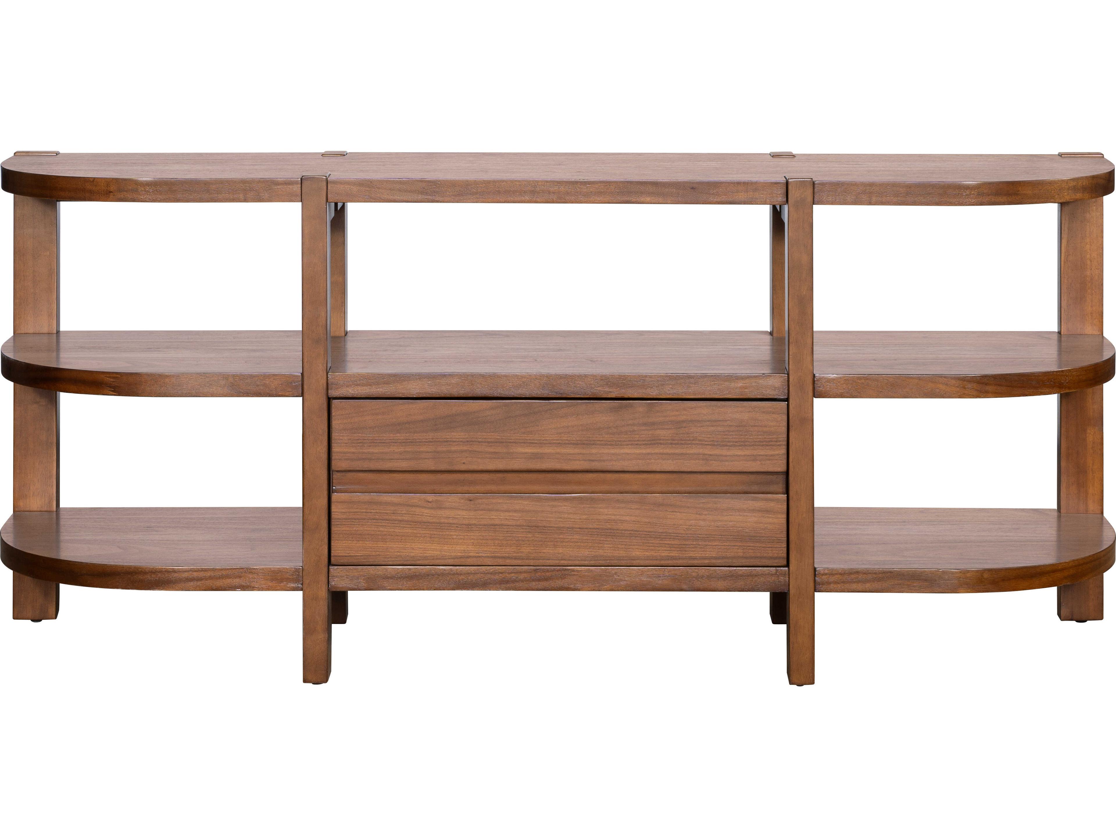 Bassett Mirror Winston Demilune Wood Brown Warm Walnut Console Table