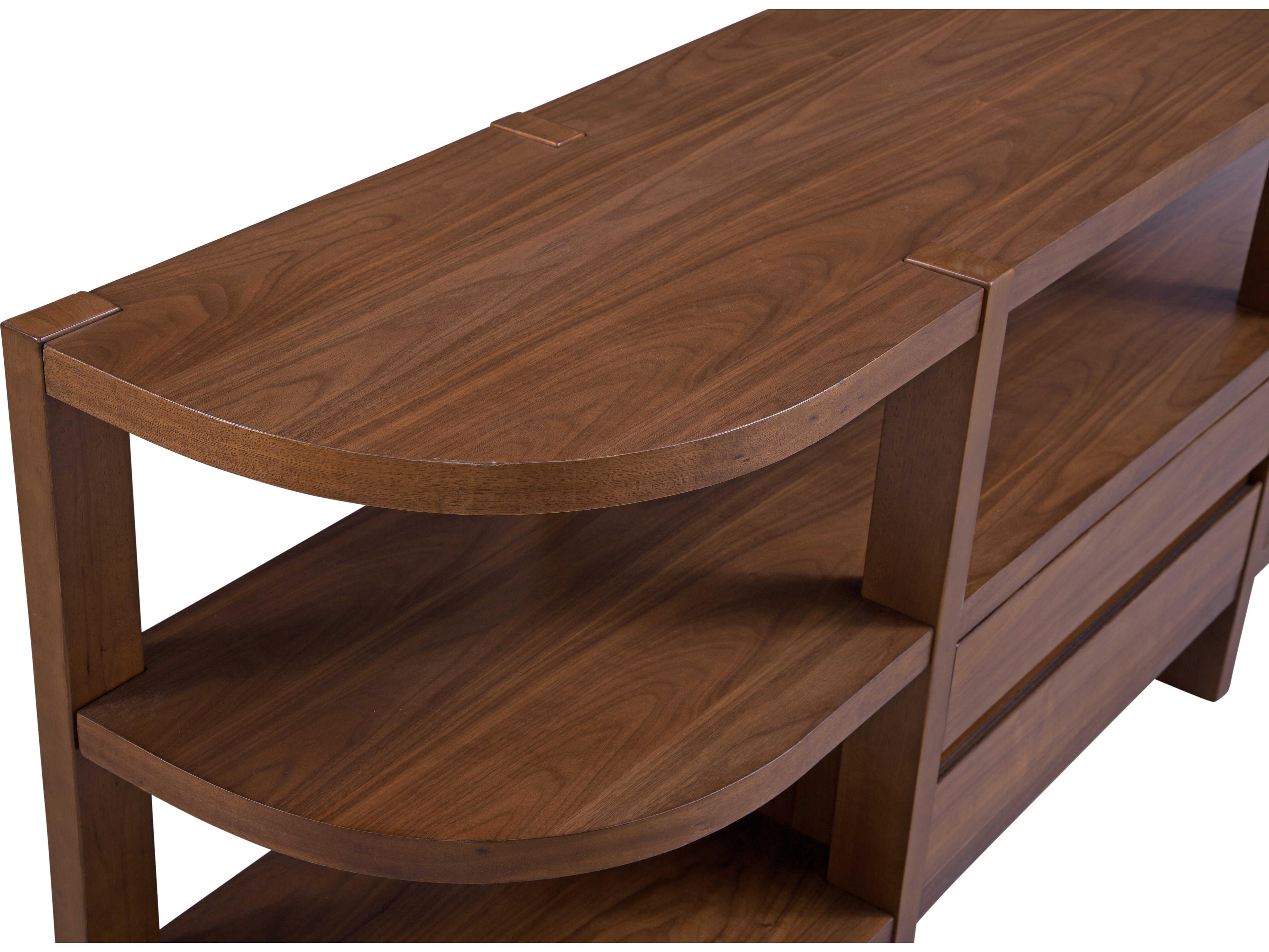 Bassett Mirror Winston Demilune Wood Brown Warm Walnut Console Table