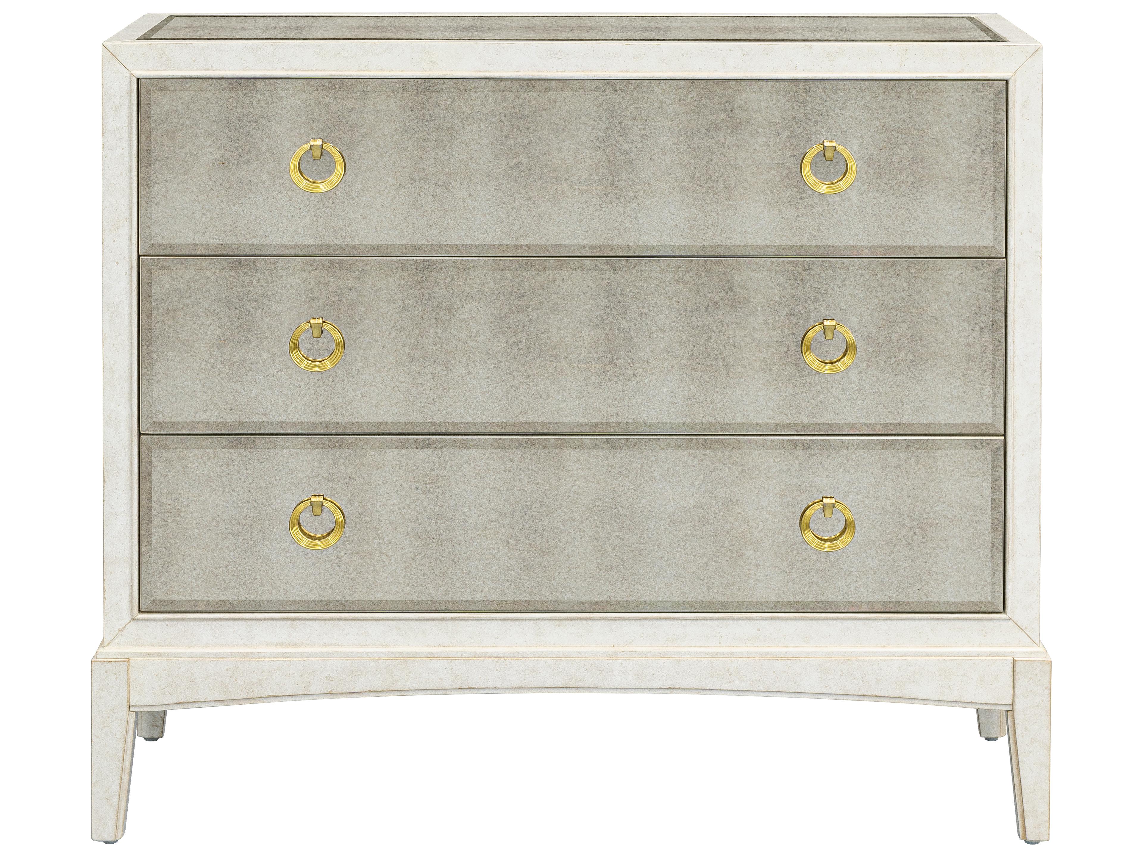 Bassett Mirror Kiara Antique Cream Beige Solid Wood Accent Chest