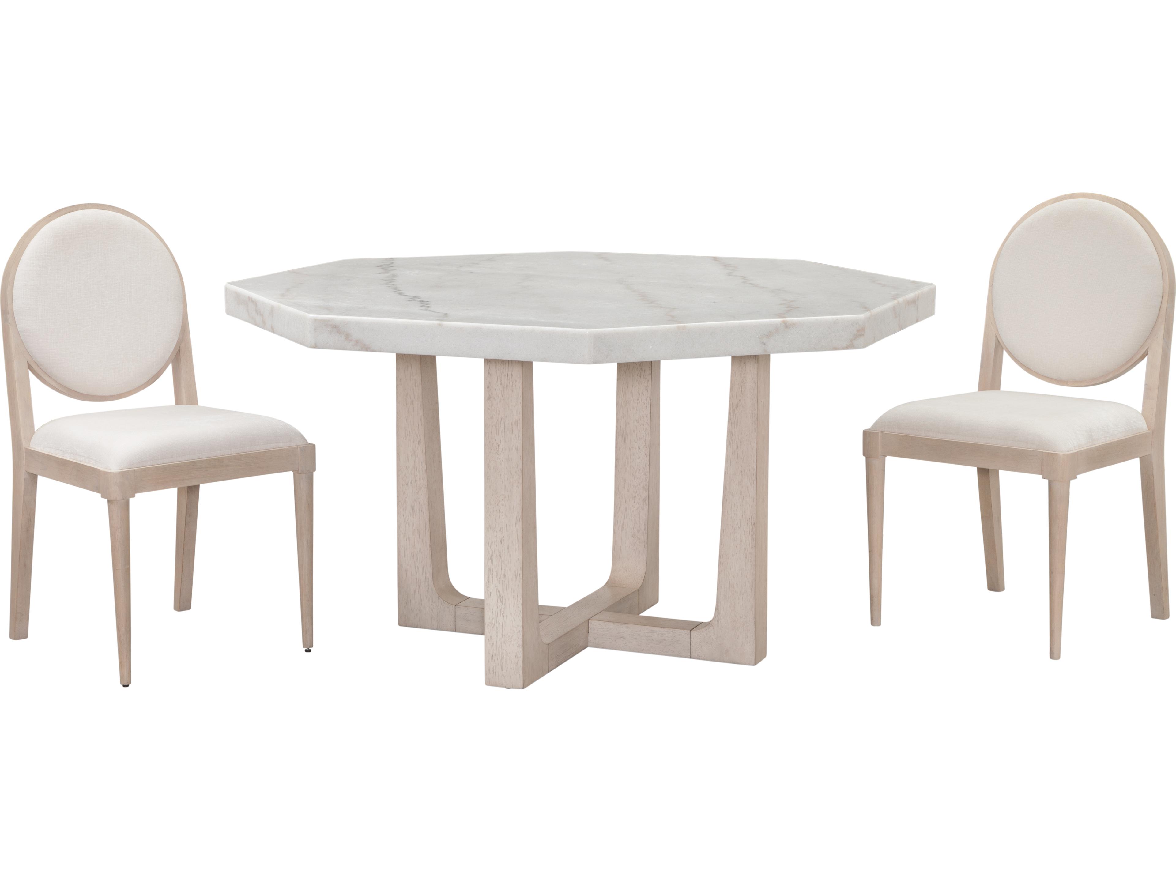 Bassett Mirror Newport Octagon Marble Sun Bleached Ash Dining Table